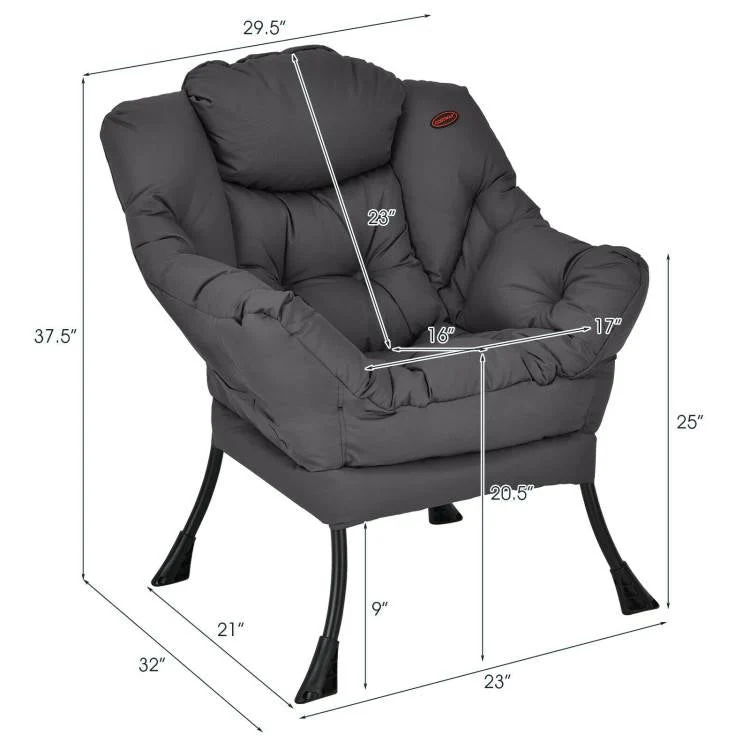 Upholstered Modern Cushioned Accent Chair with Side Pocket in Grey - Image 5