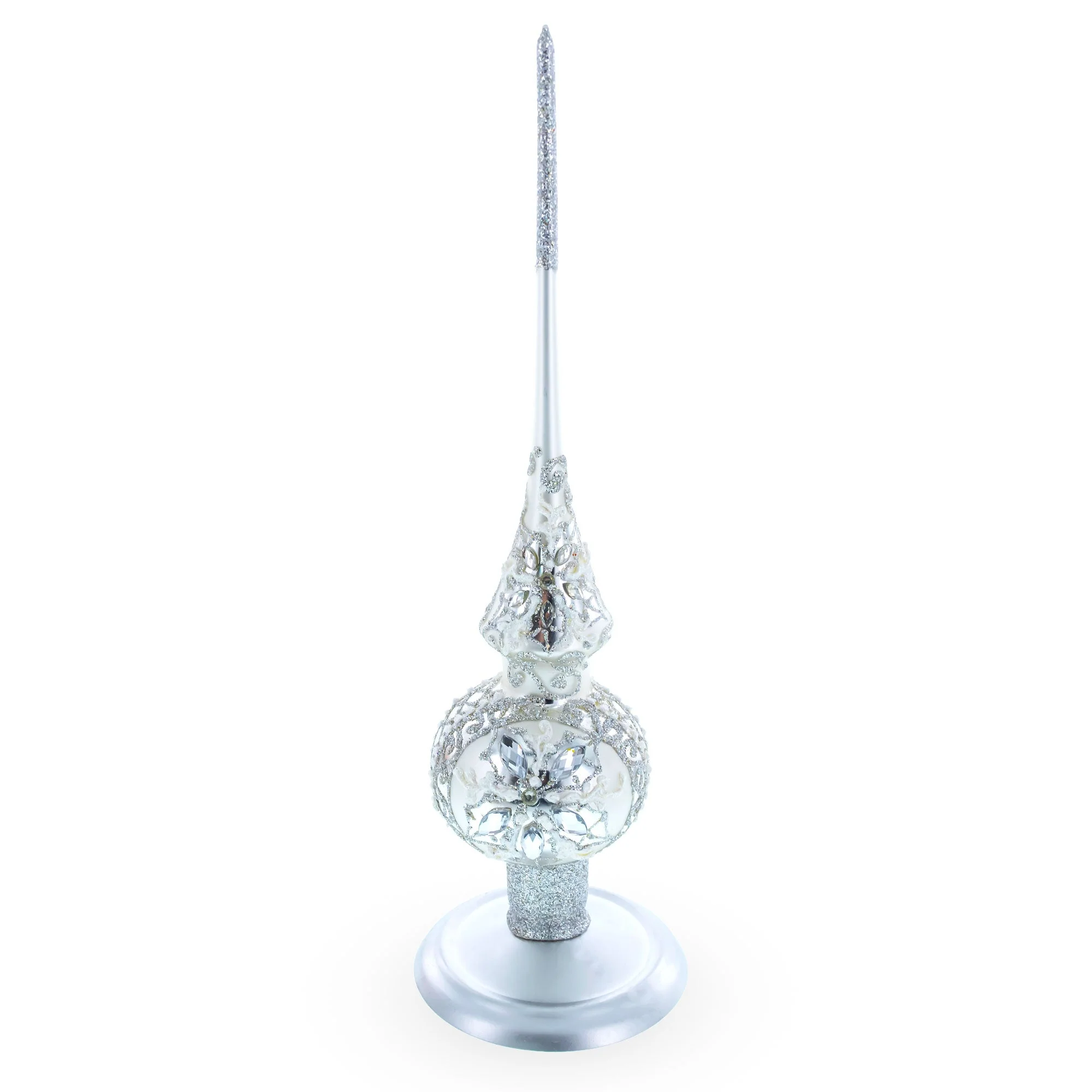 Upright Silver Metal Christmas Tree Topper Finial Stand Display Stand 7.2 Inches (Poland) - Image 2