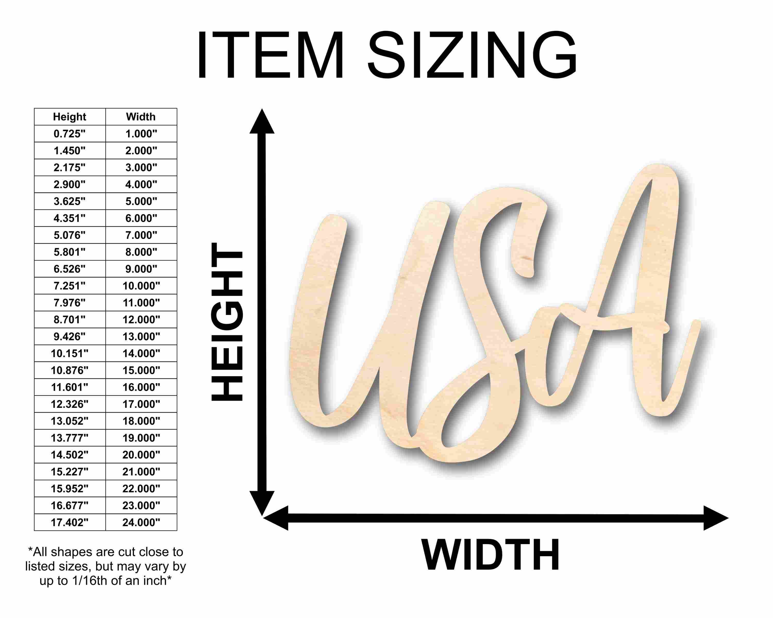 USA Script Letters Craft Unfinished Wood Cutout Font DIY handmade Gift - Image 2