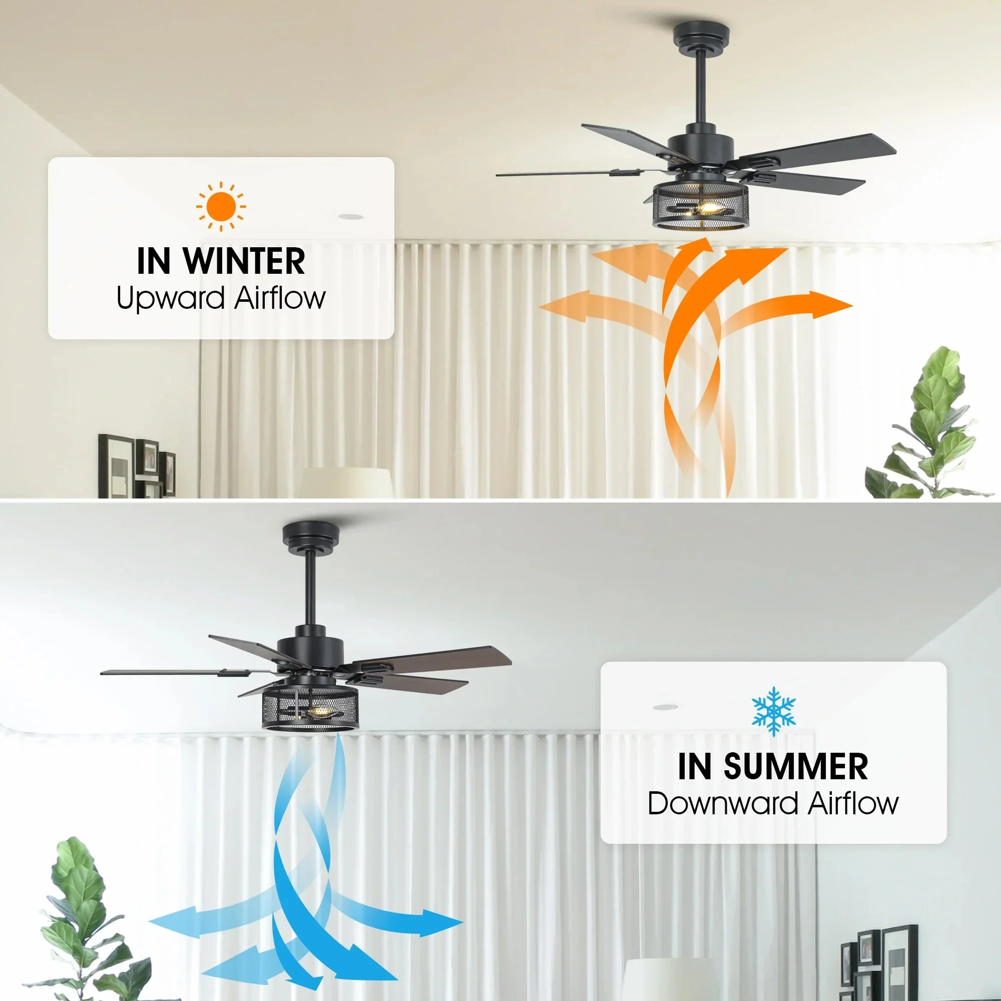 Vaczon 42 Inch 52 Inch 60 Inch Eden Downrod Mount Ceiling Fan with Light and APP & Remote Control - Image 10