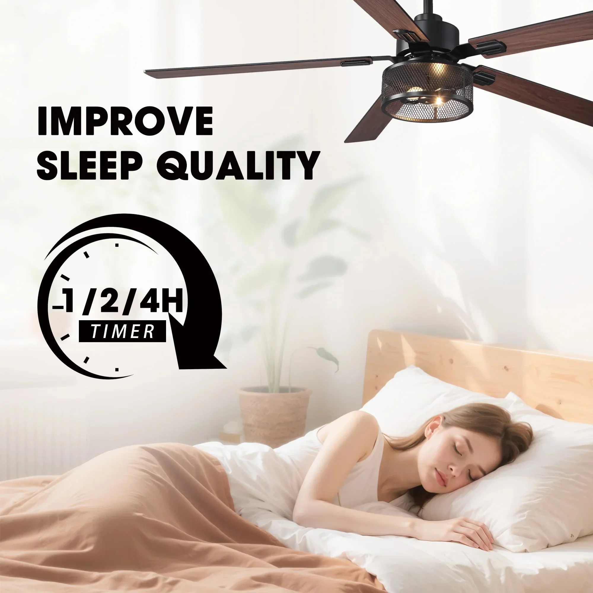 Vaczon 42 Inch 52 Inch 60 Inch Eden Downrod Mount Ceiling Fan with Light and APP & Remote Control - Image 15