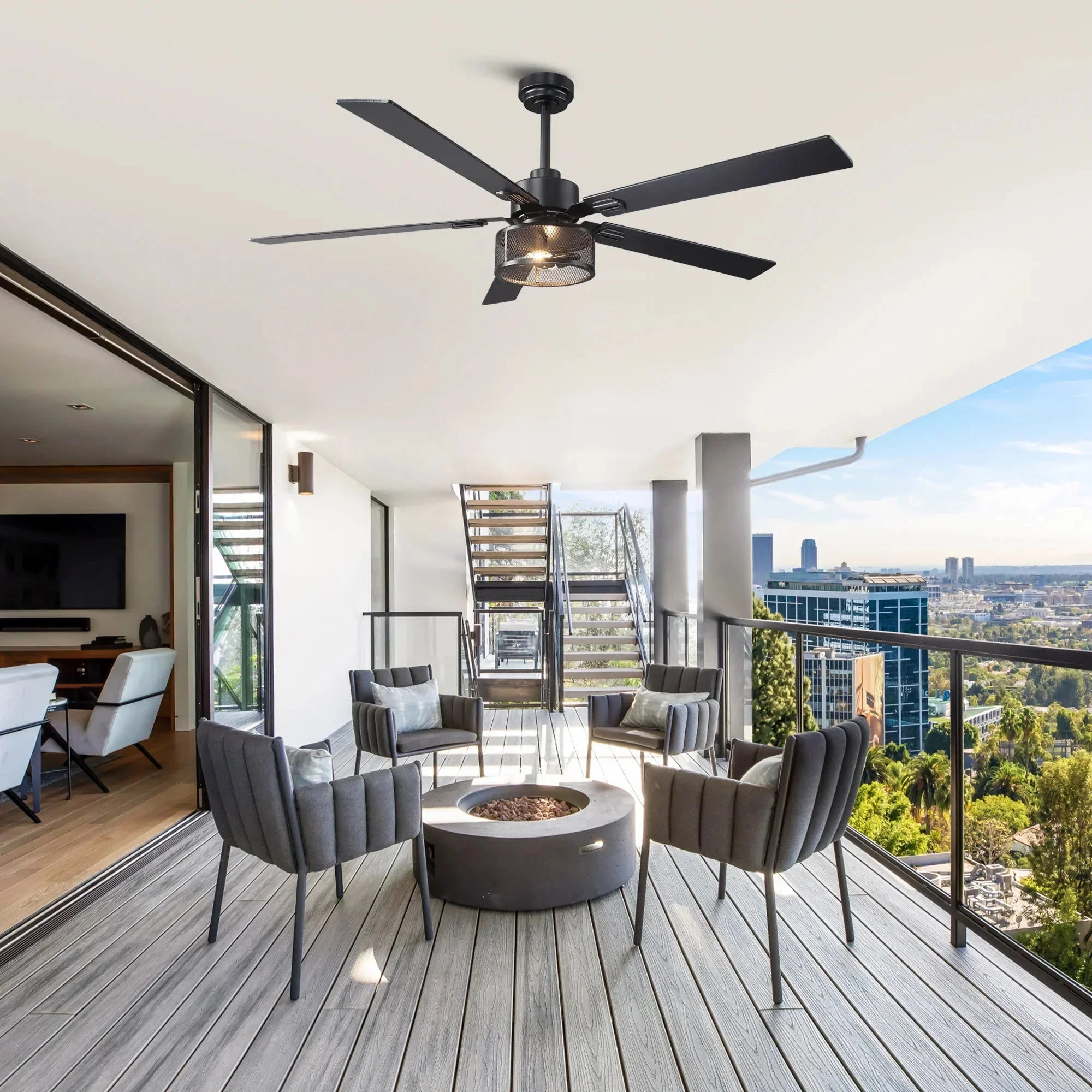Vaczon 42 Inch 52 Inch 60 Inch Eden Downrod Mount Ceiling Fan with Light and APP & Remote Control - Image 2