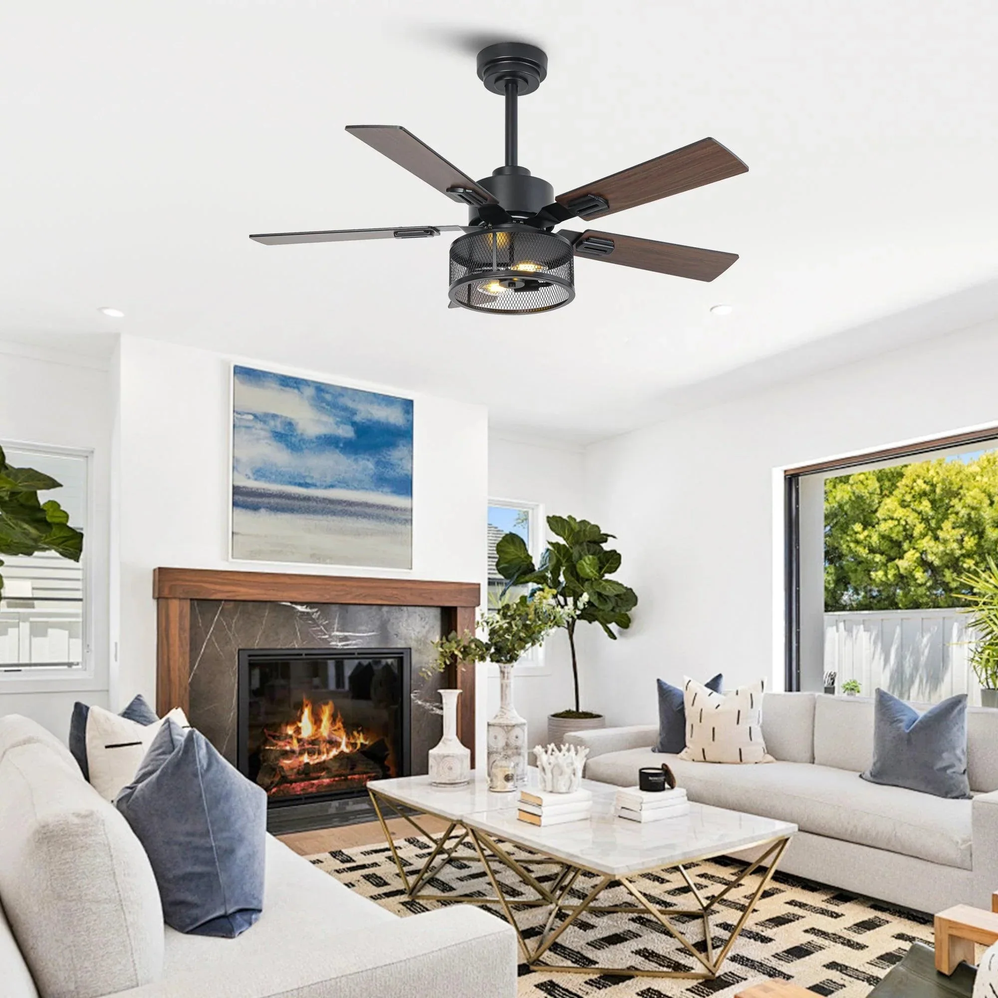Vaczon 42 Inch 52 Inch 60 Inch Eden Downrod Mount Ceiling Fan with Light and APP & Remote Control - Image 4