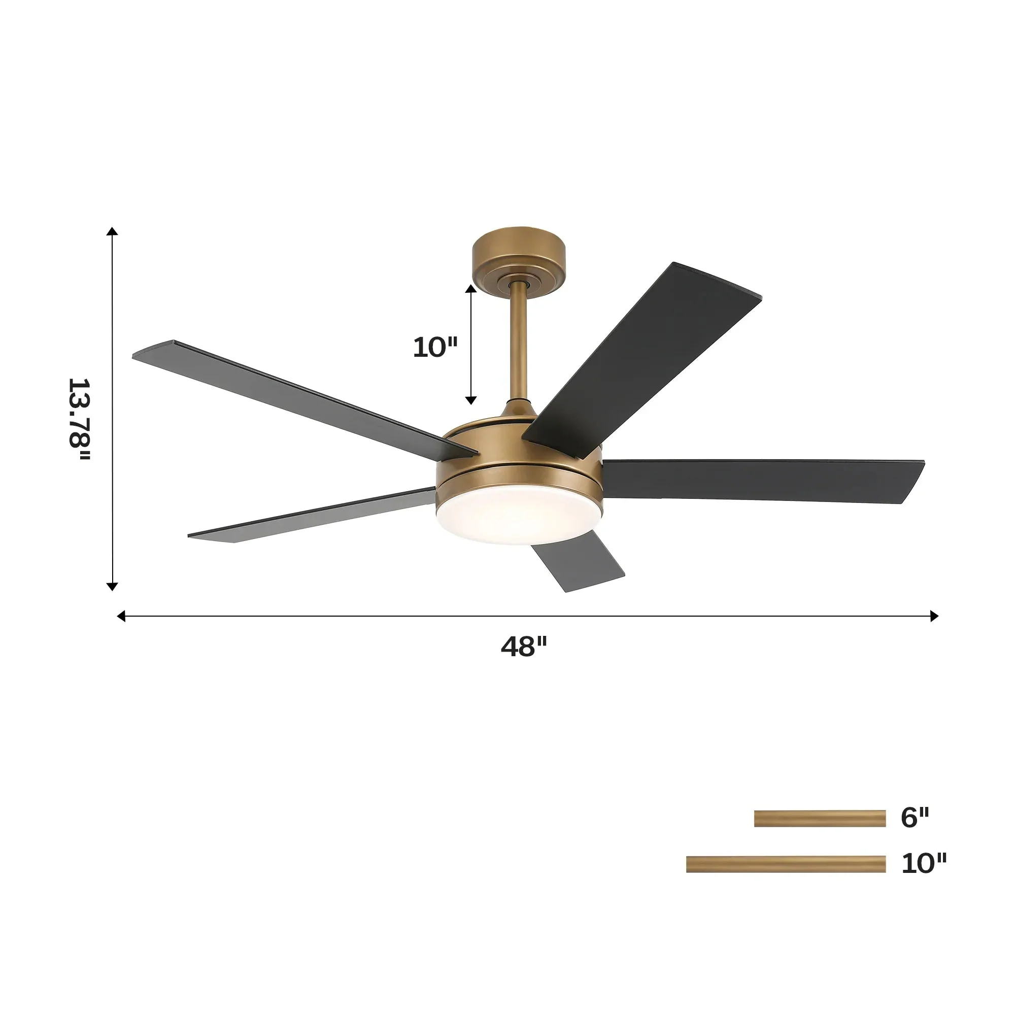 Vaczon 48 Inch Tracy Downrod Mount LED Ceiling Fan with APP & Remote Control - Image 18
