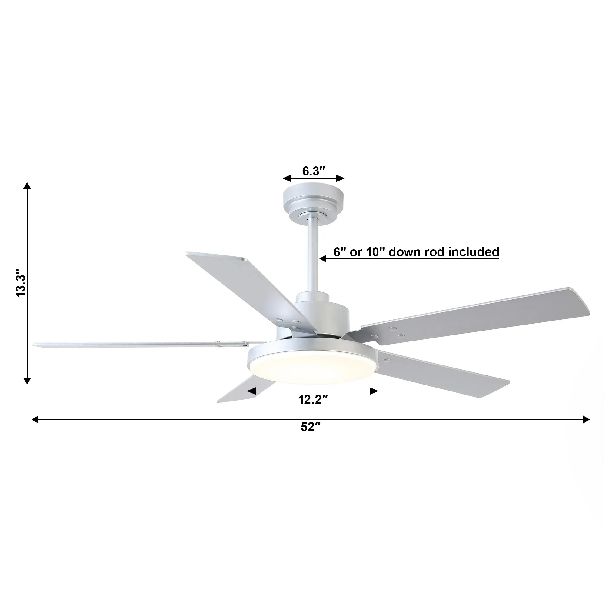 Vaczon 52 Inch Double-sided Blades Modern Ceiling Fan with Remote Control and LED Light - Image 12