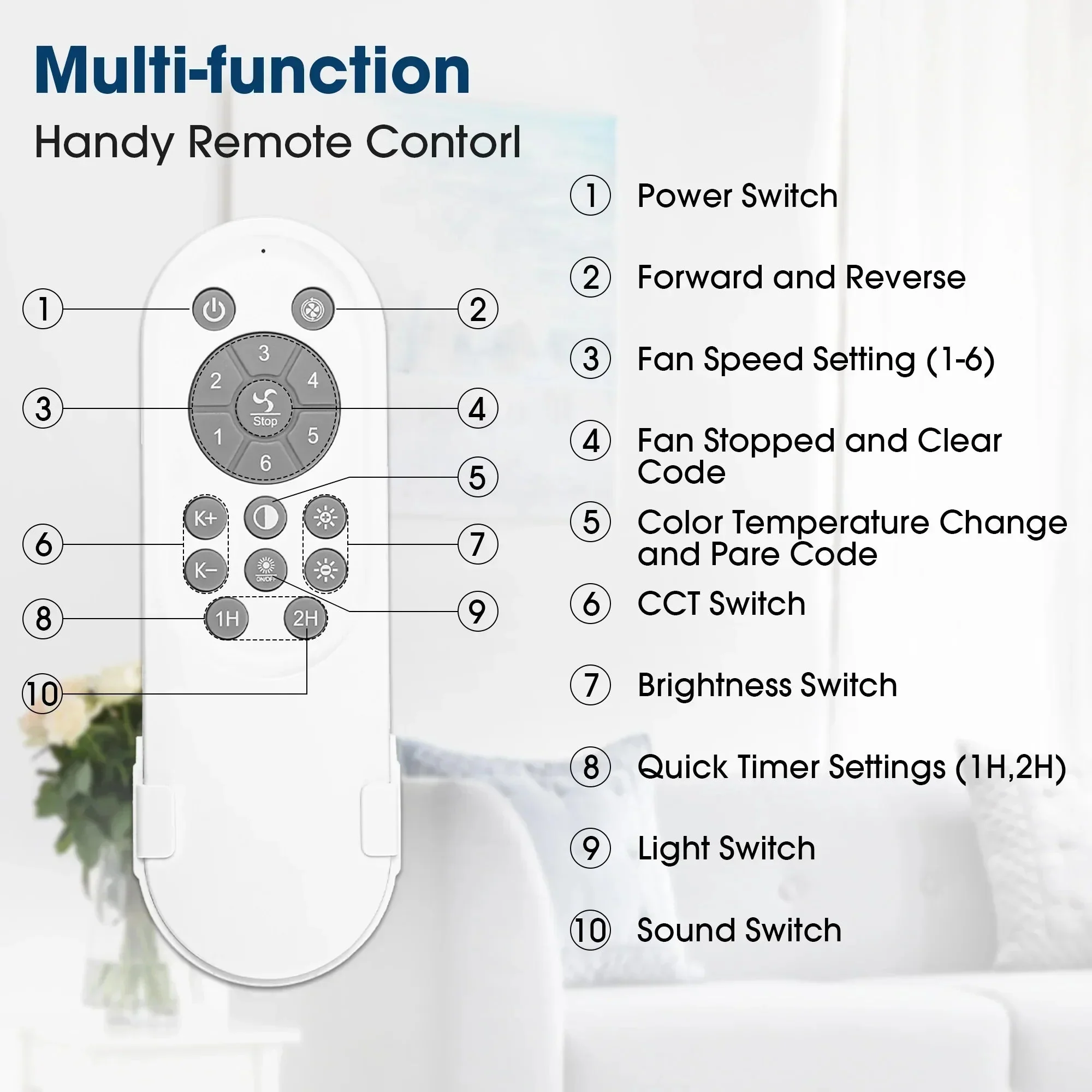 Vaczon 52 Inch Double-sided Blades Modern Ceiling Fan with Remote Control and LED Light - Image 16