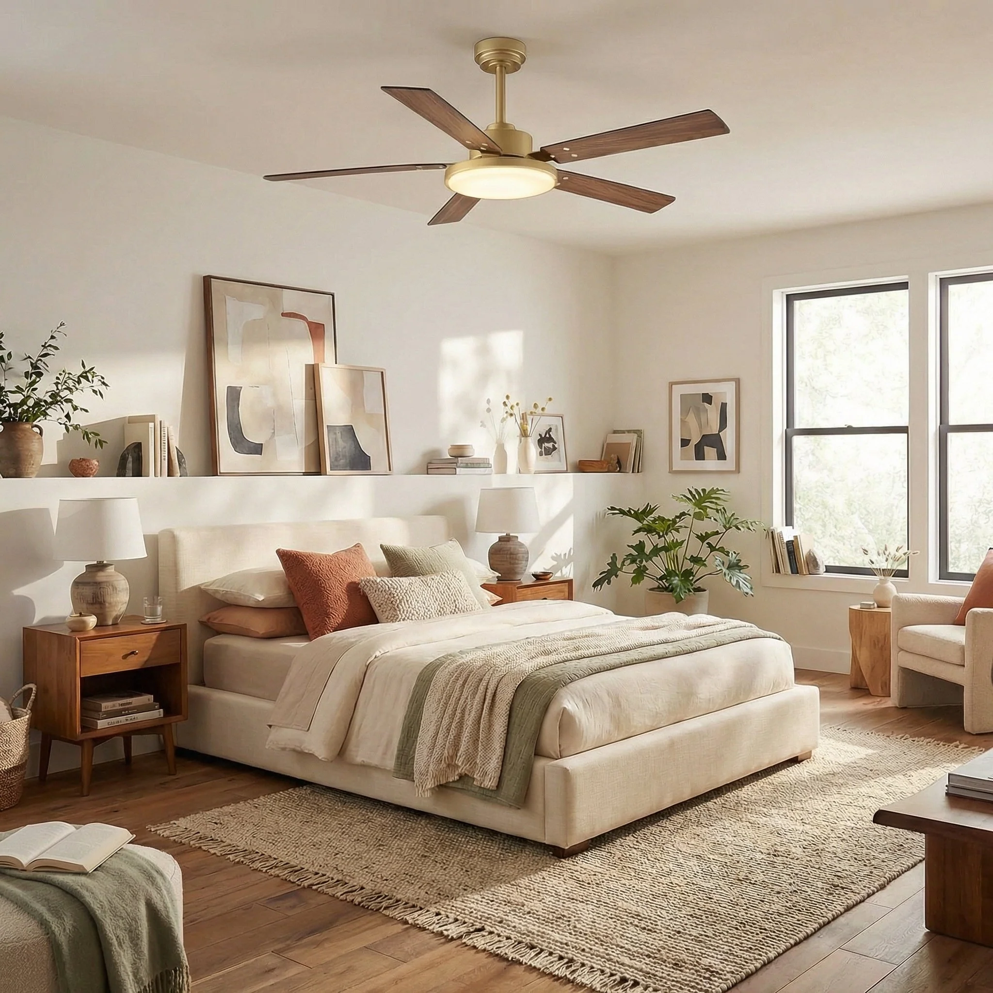 Vaczon 52 Inch Double-sided Blades Modern Ceiling Fan with Remote Control and LED Light - Image 2
