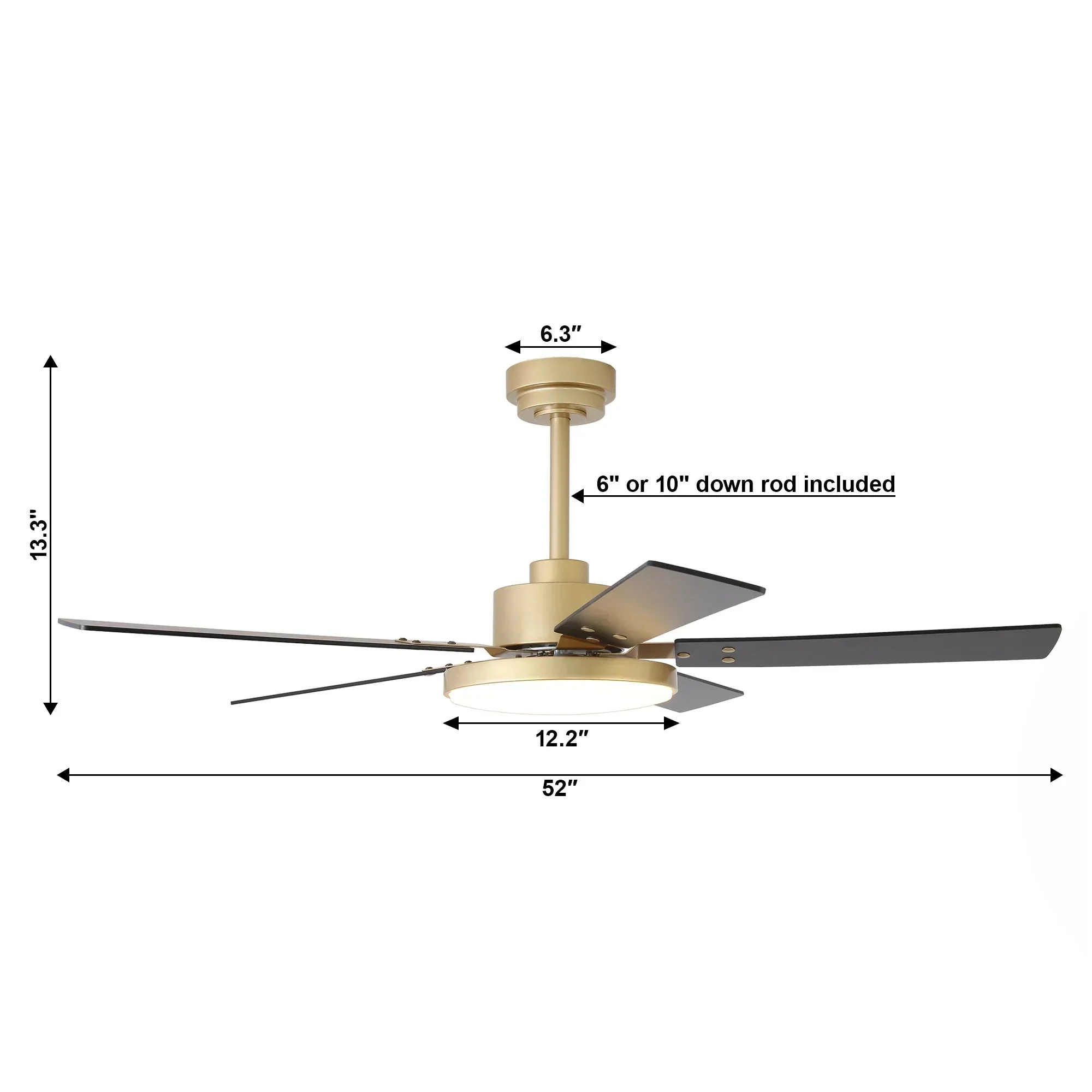 Vaczon 52 Inch Double-sided Blades Modern Ceiling Fan with Remote Control and LED Light - Image 24