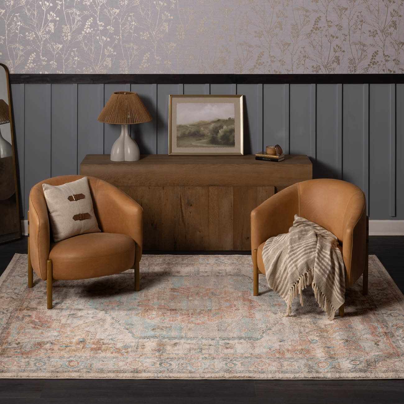 Vaeda Blue & Beige Thick Luxe Rug - Image 2