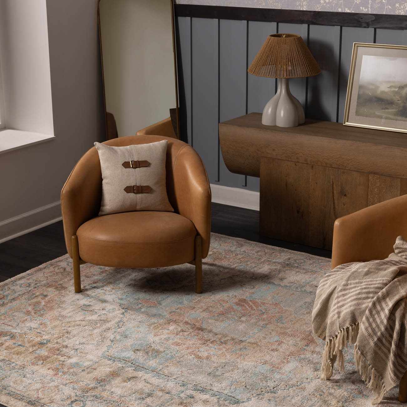 Vaeda Blue & Beige Thick Luxe Rug - Image 3