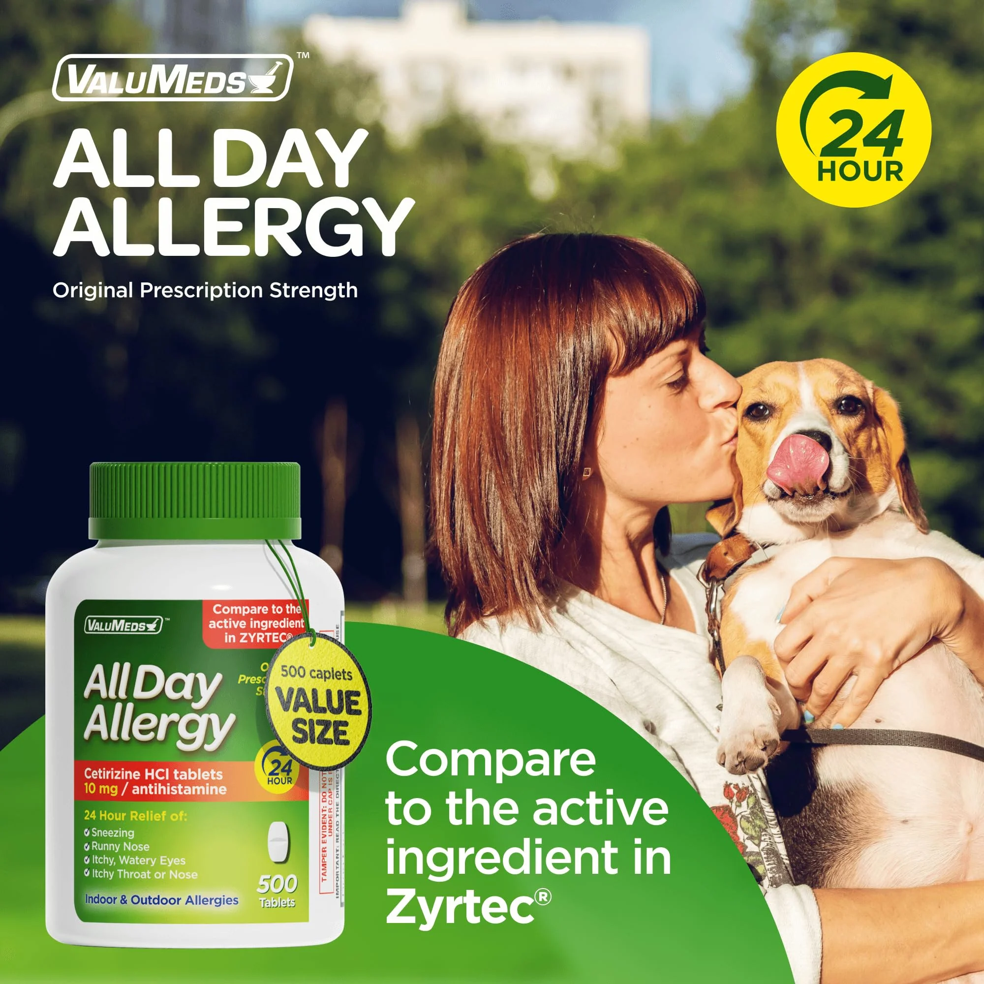 ValuMeds 24-Hour Allergy Medicine Antihistamine for Pollen, Hay Fever, Dry, Itchy Eyes, Allergies | Cetirizine HCl 10mg Caplets, Compare to Leading Brand (500 Count) - Image 7