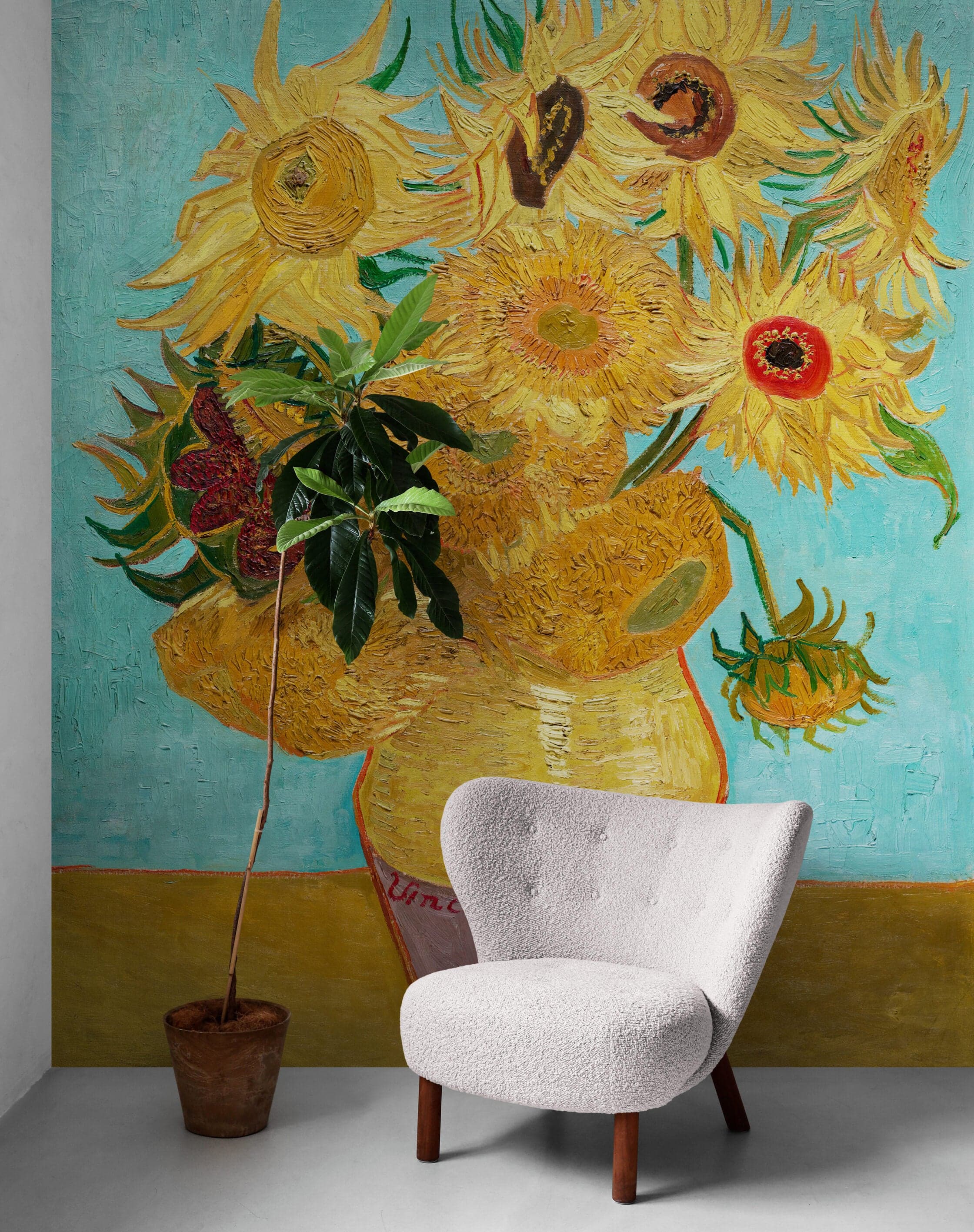 Van Gogh Sunflower Painting Wallpaper Mural. #7039 - Image 2