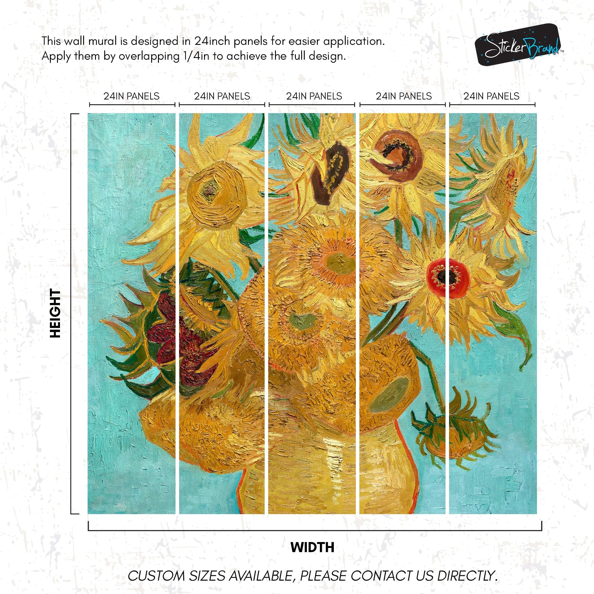Van Gogh Sunflower Painting Wallpaper Mural. #7039 - Image 8