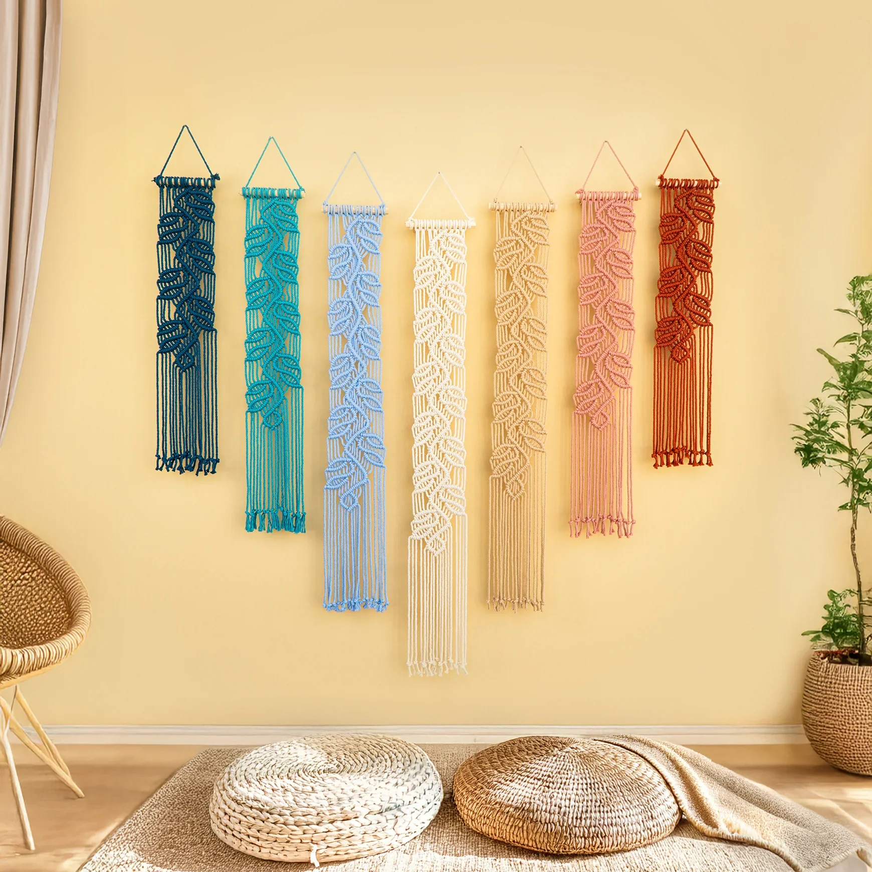 Vela Blue Pink Macrame Wall Hangings