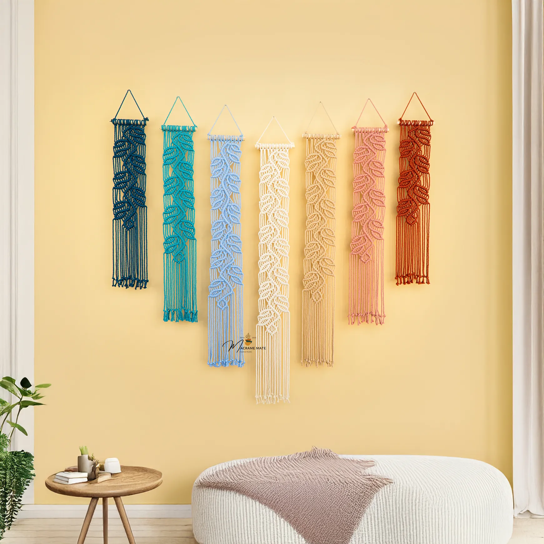 Vela Blue Pink Macrame Wall Hangings - Image 10