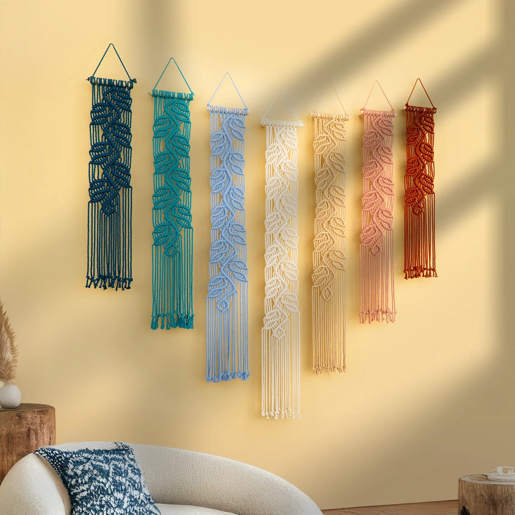 Vela Blue Pink Macrame Wall Hangings - Image 2