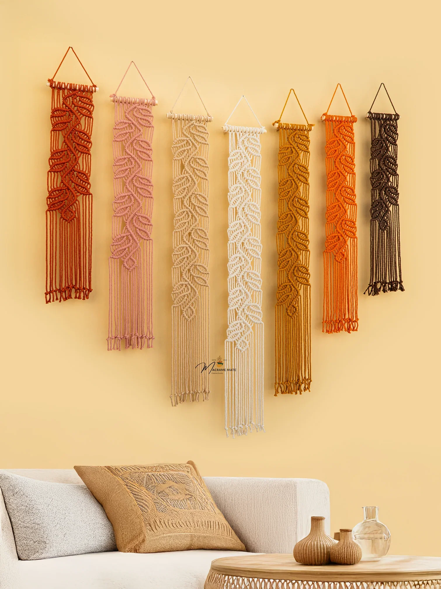 Vela Pink Earth Macrame Wall Hangings - Image 10