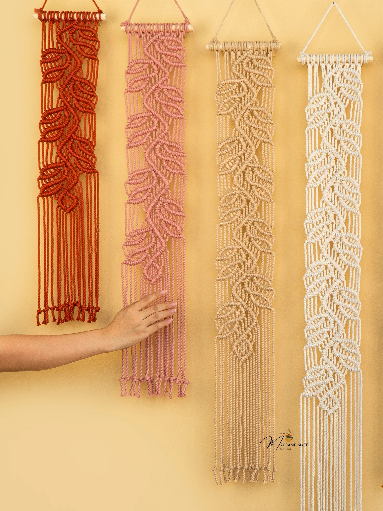 Vela Pink Earth Macrame Wall Hangings - Image 9