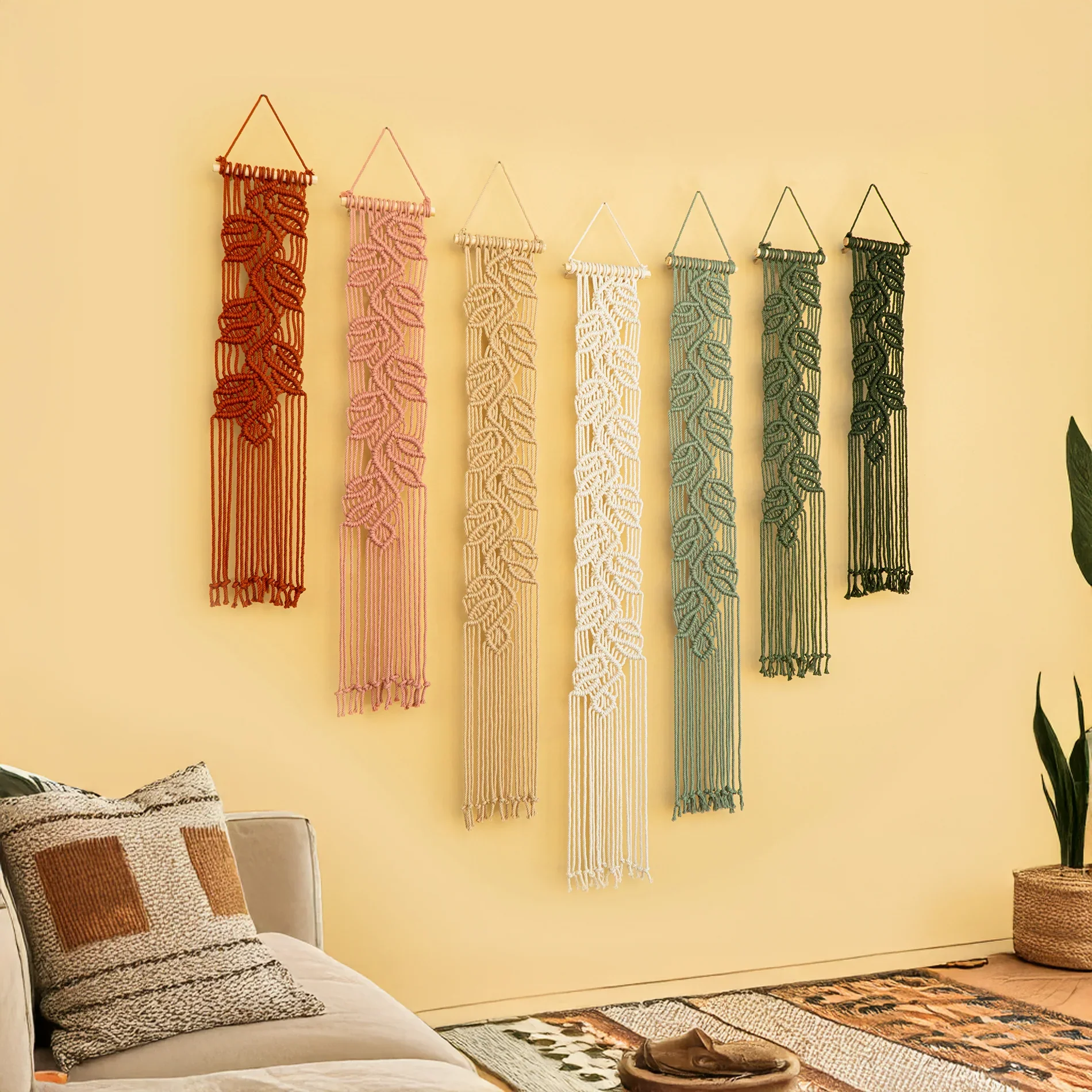 Vela Pink Green Macrame Wall Hangings - Image 2