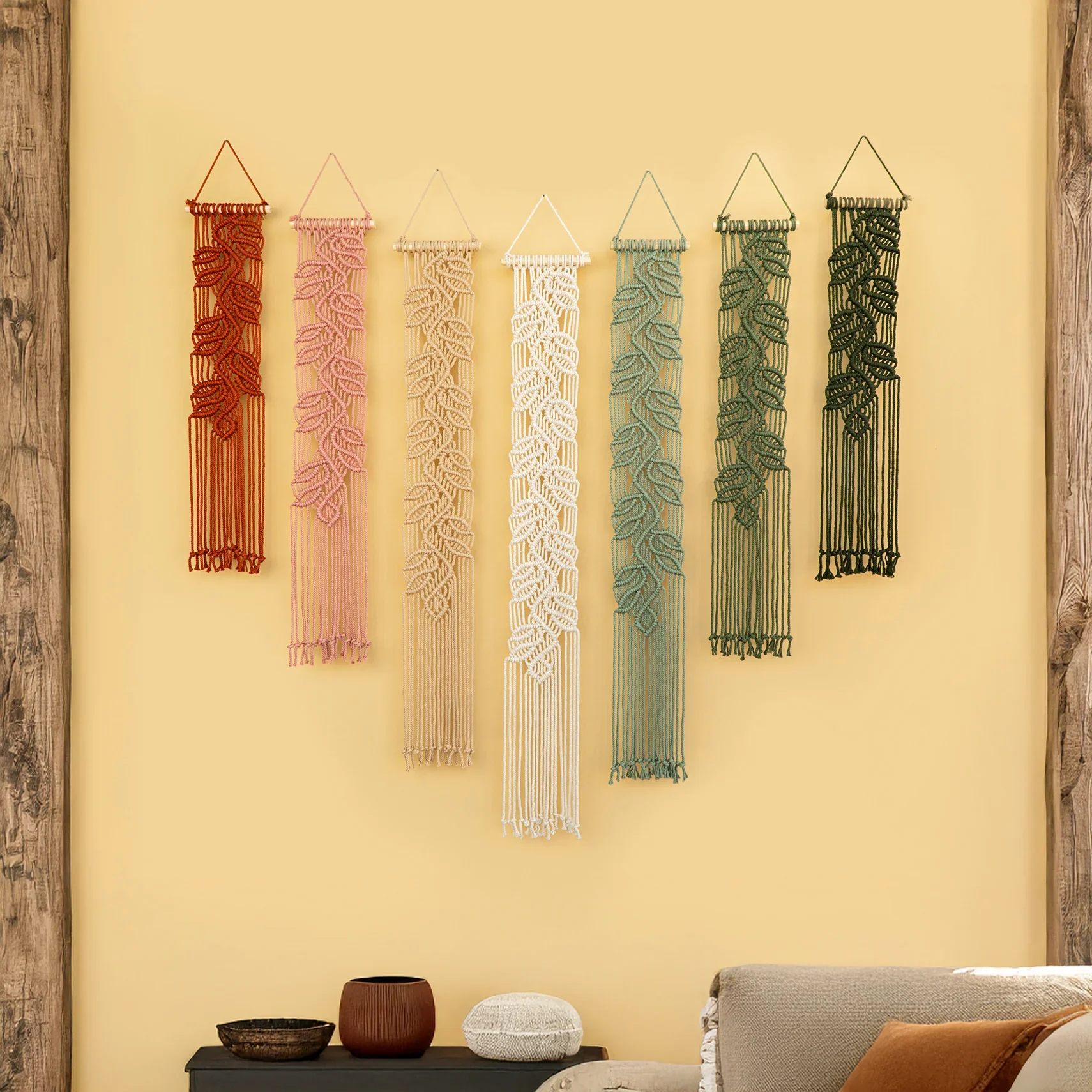 Vela Pink Green Macrame Wall Hangings - Image 6