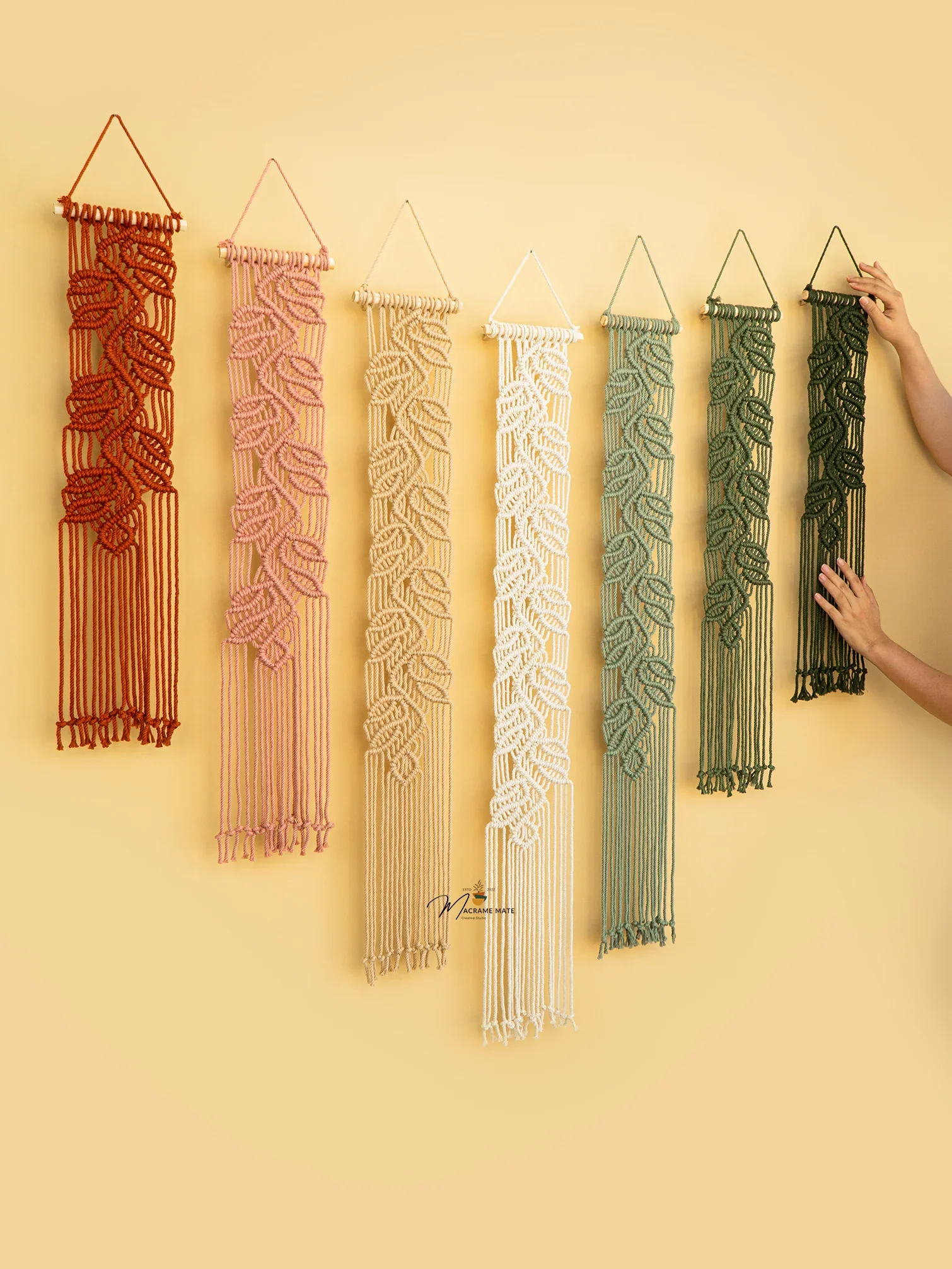 Vela Pink Green Macrame Wall Hangings - Image 9