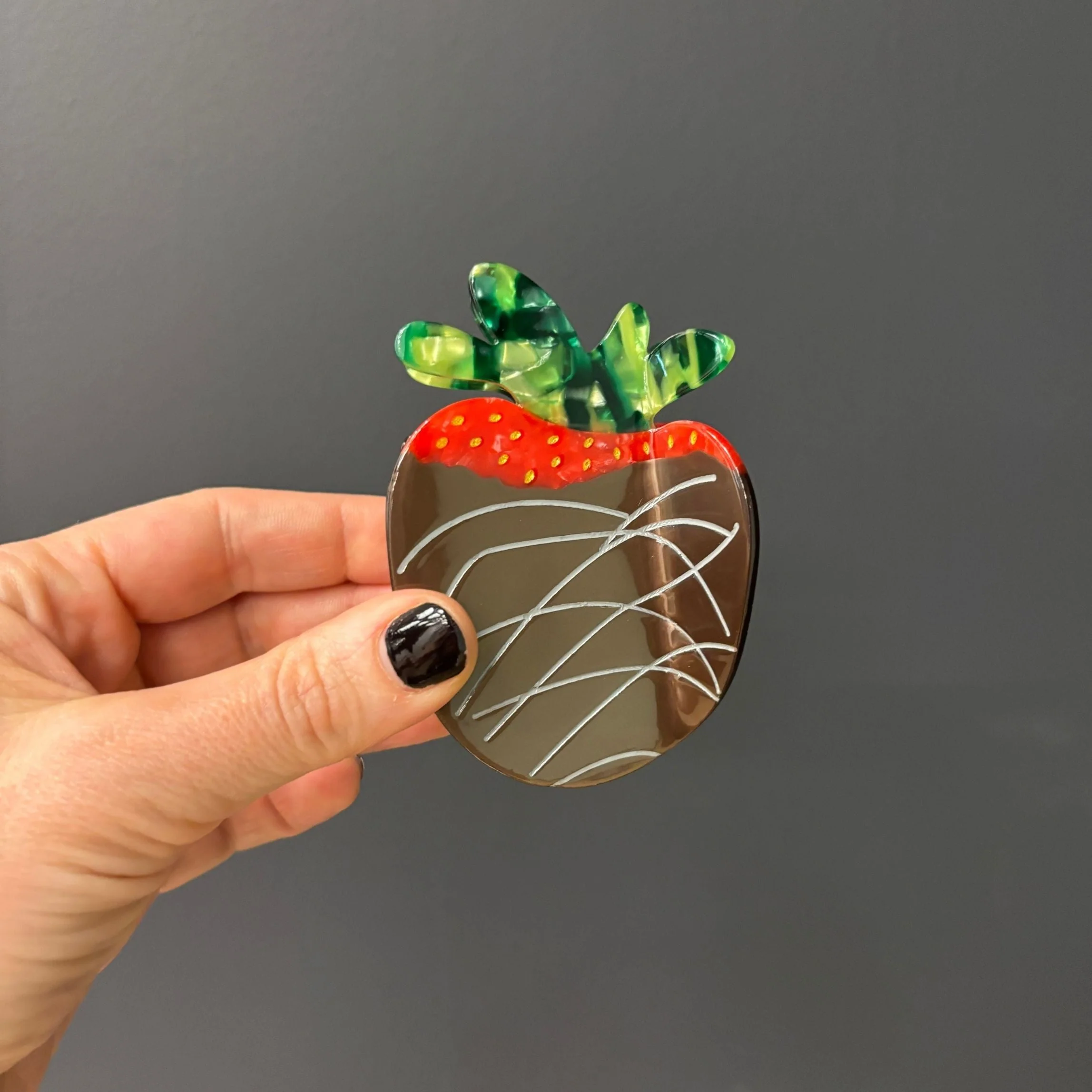 Velvet Claws Chocolate Covered Strawberry Hair Clip - Image 10
