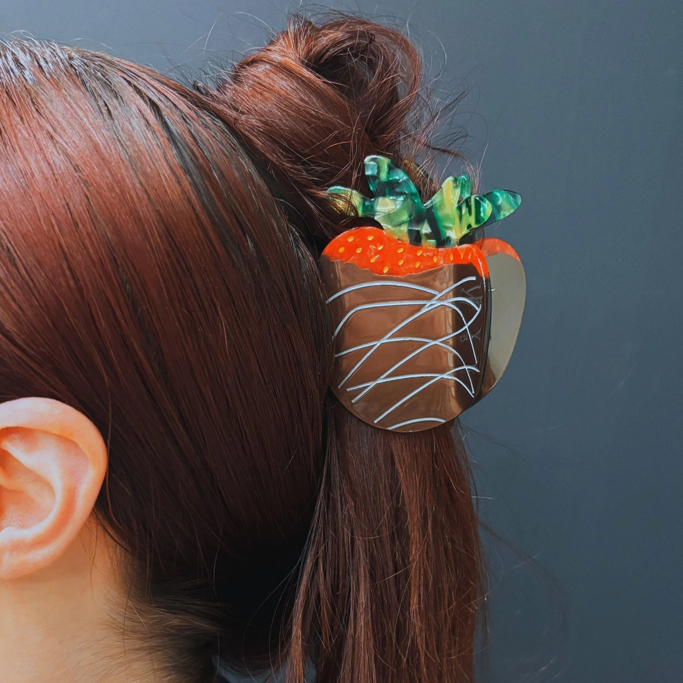 Velvet Claws Chocolate Covered Strawberry Hair Clip - Image 2