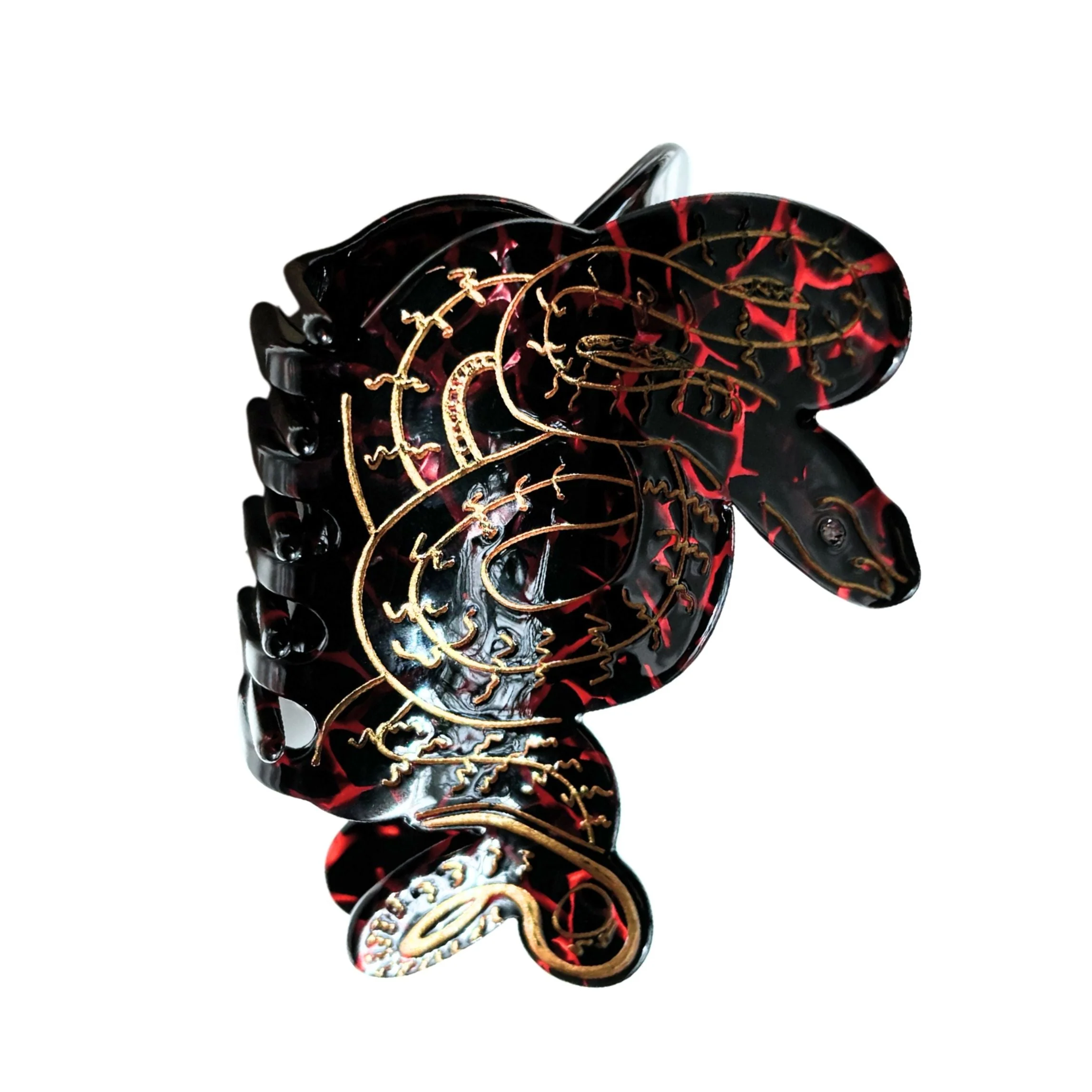 Velvet Claws Coiled Snake Claw in Brown Gold and Red Hair Clip - Image 11
