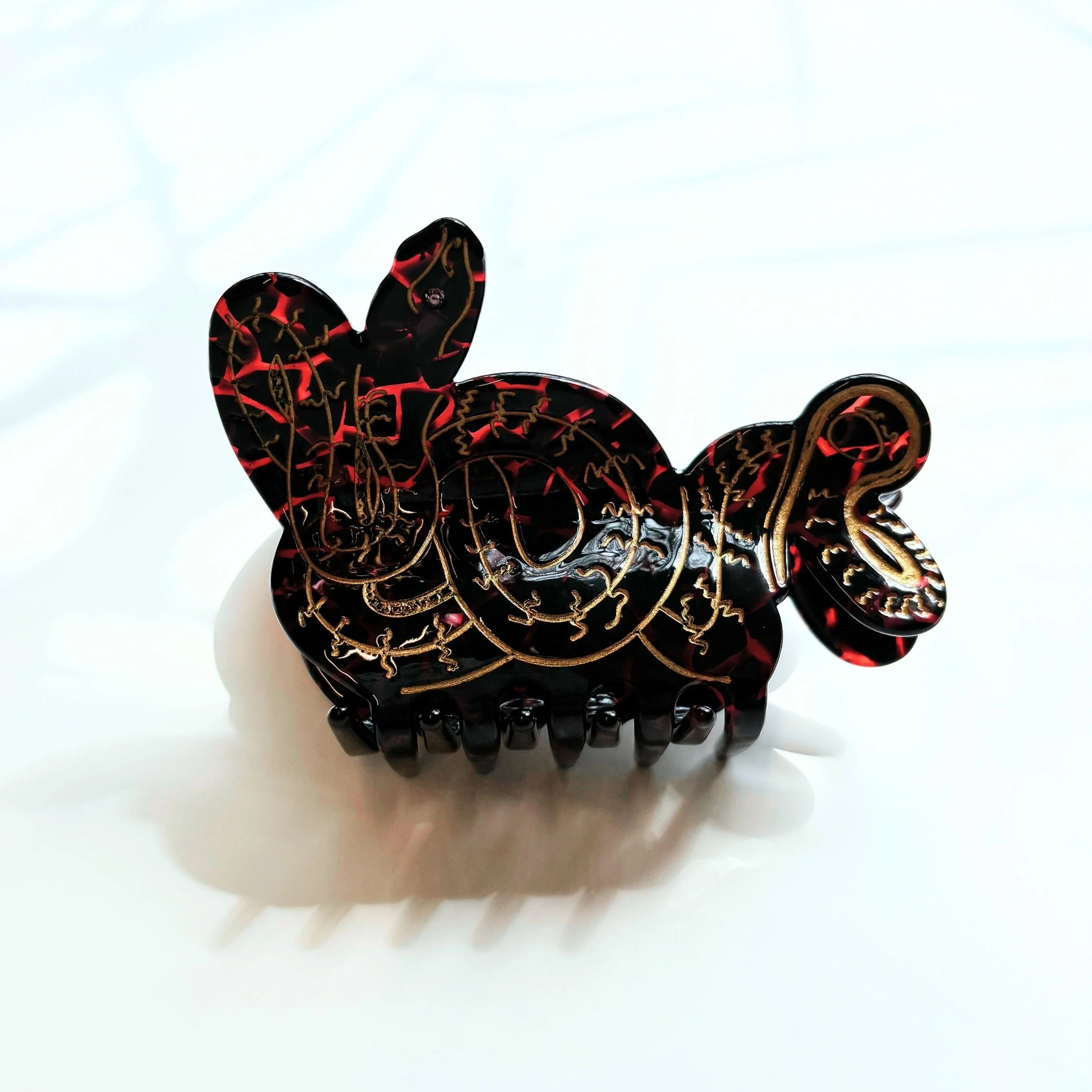 Velvet Claws Coiled Snake Claw in Brown Gold and Red Hair Clip - Image 7