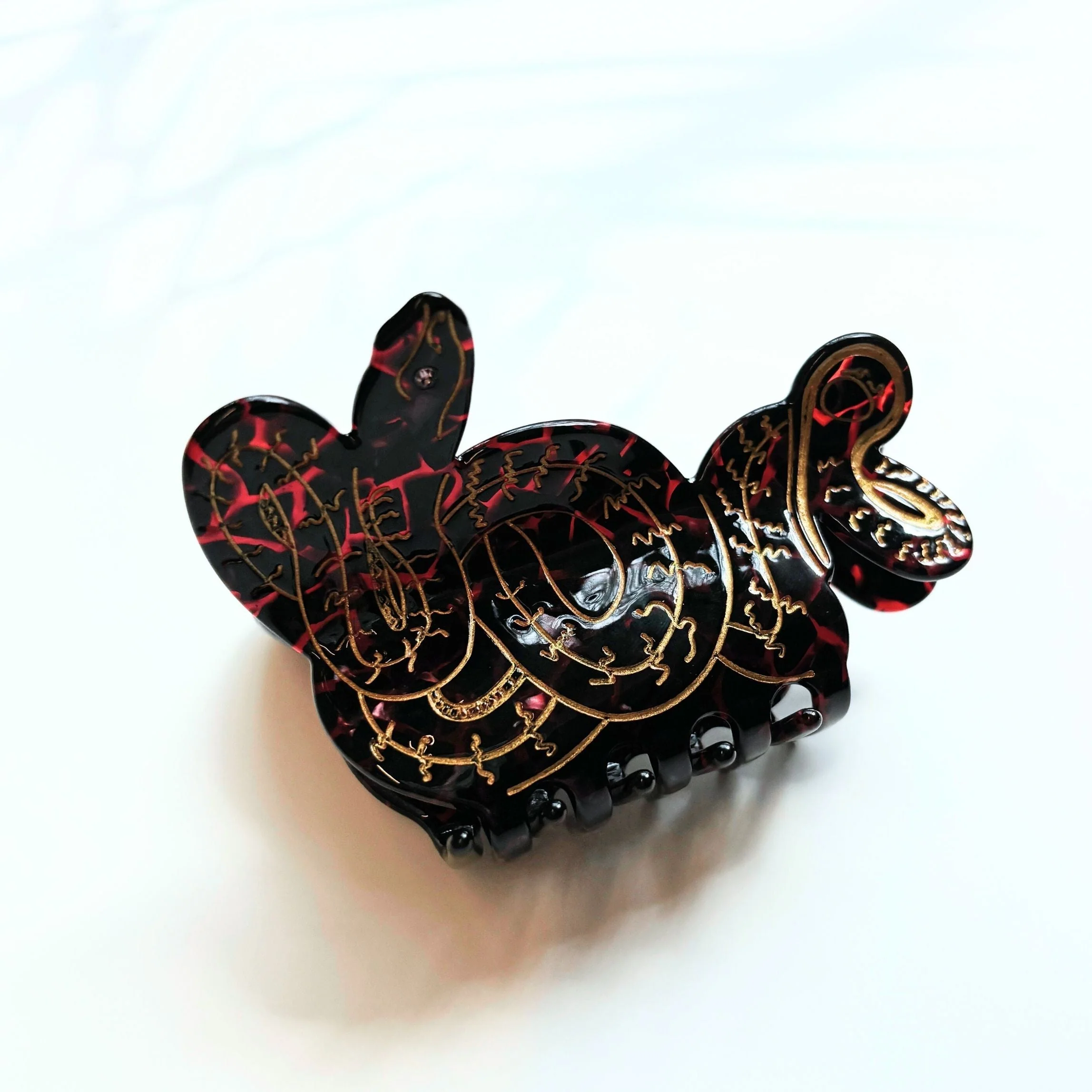 Velvet Claws Coiled Snake Claw in Brown Gold and Red Hair Clip - Image 8