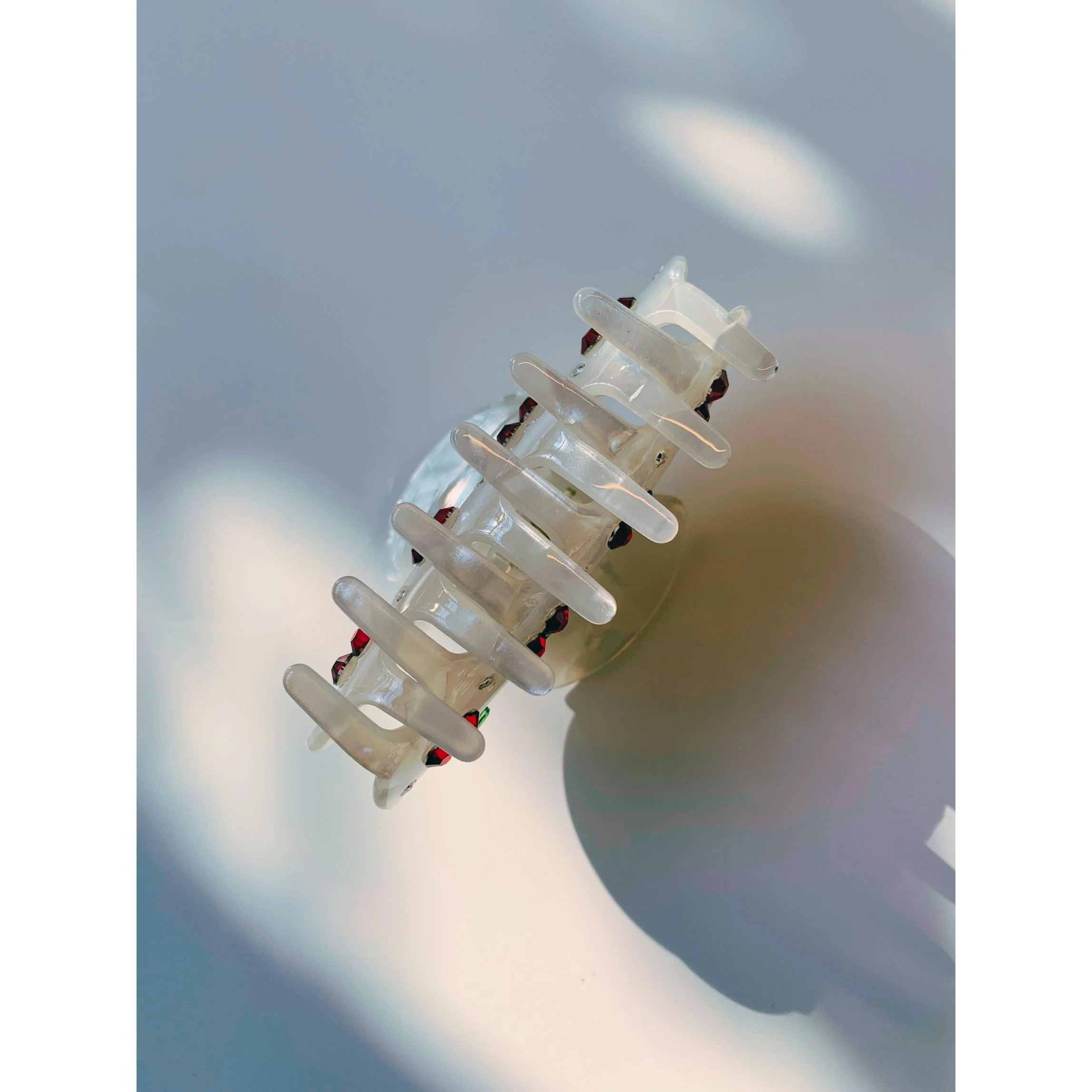 Velvet Claws Hair Clip | Cherries in Crystal White Hair Claw - Image 4