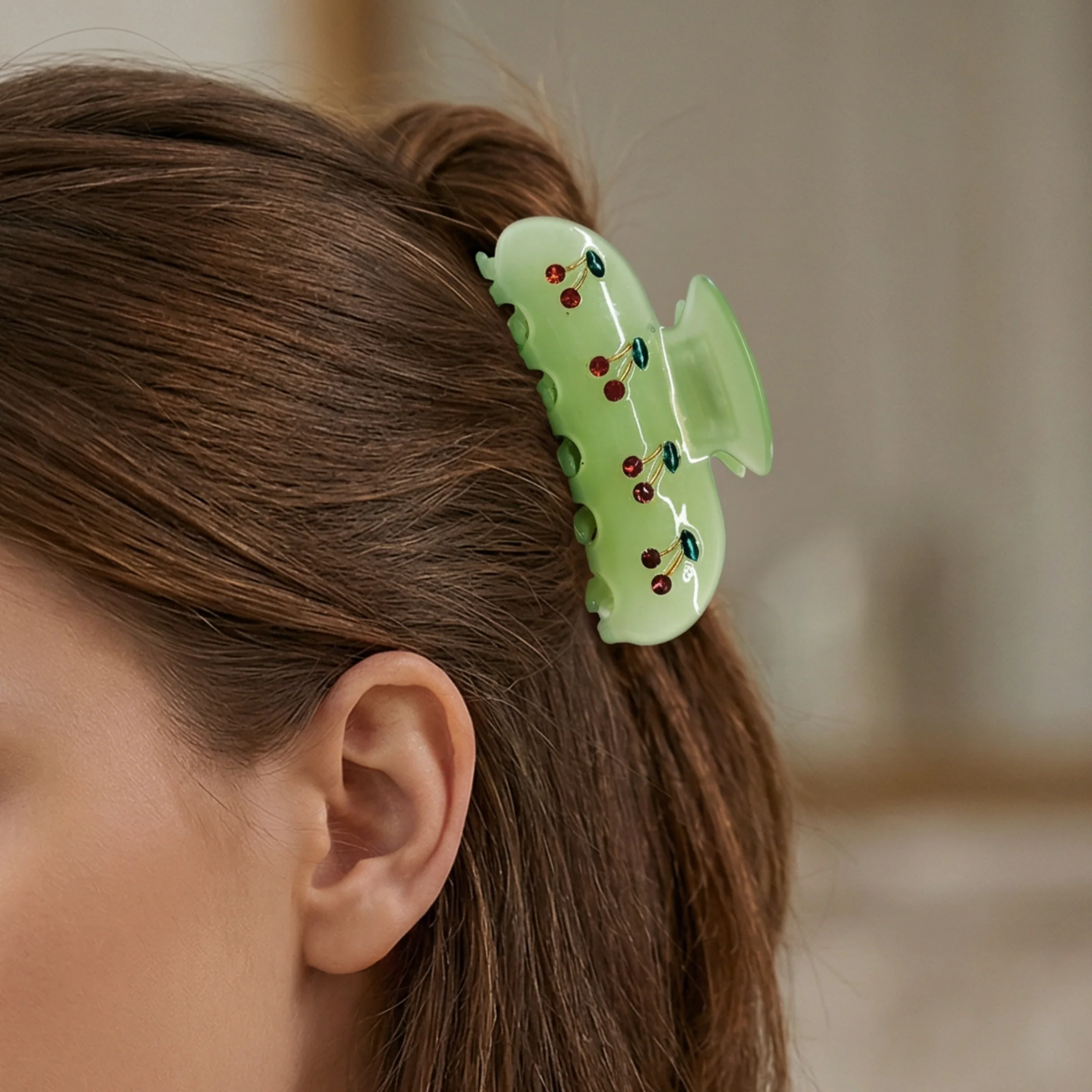 Velvet Claws Hair Clip | Cherries in Mint Ice - Image 5