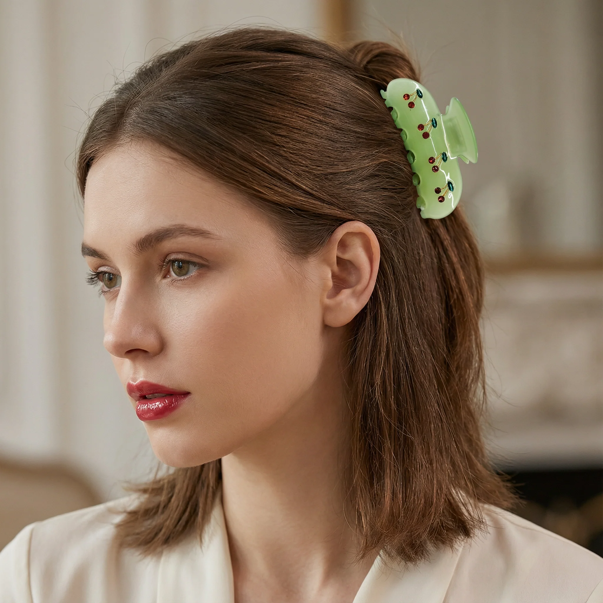 Velvet Claws Hair Clip | Cherries in Mint Ice - Image 9