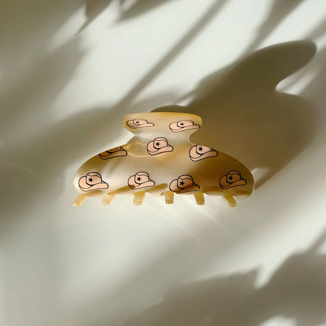 Velvet Claws Hair Clip | Cowgirl Hat in Gold Hair Claw - Image 2