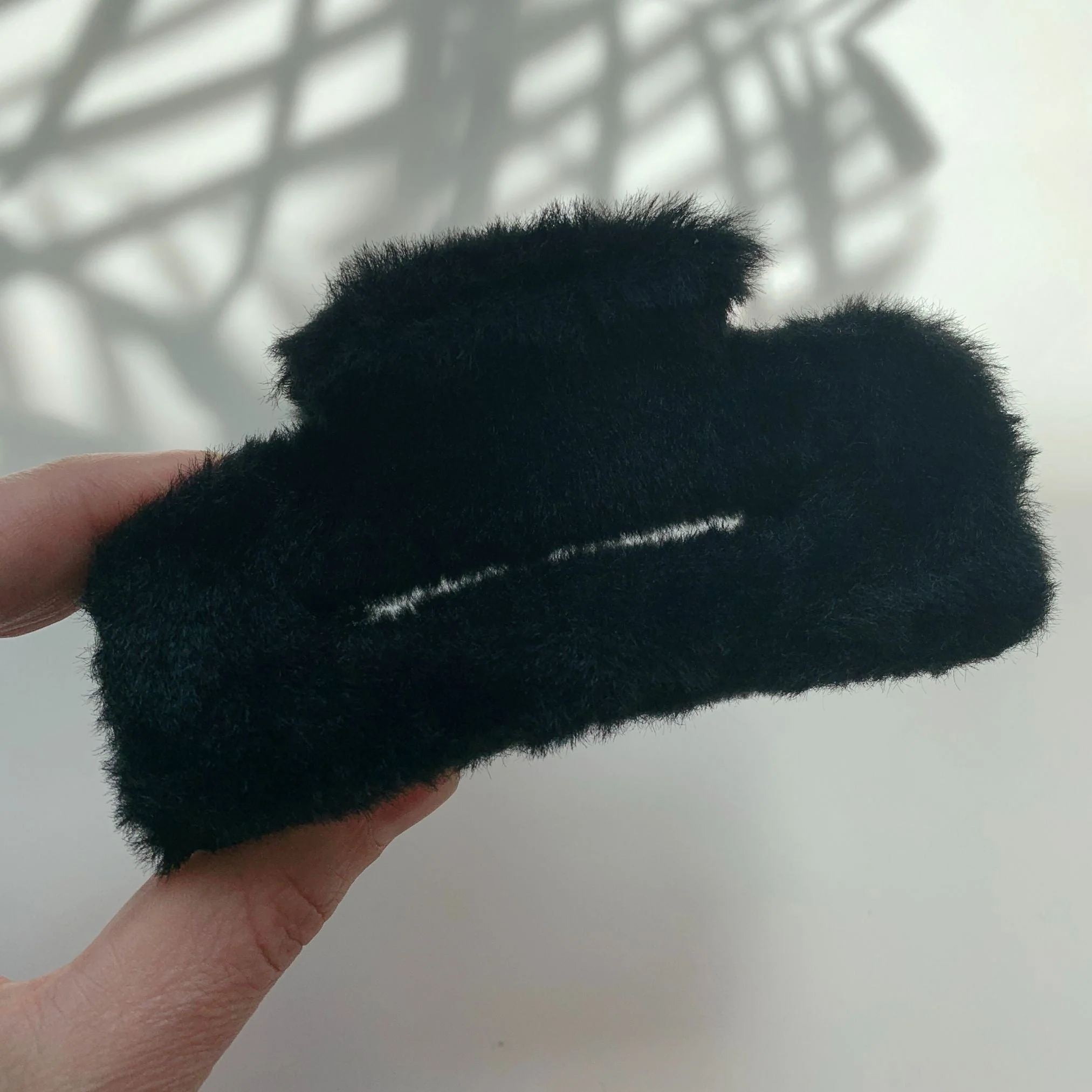 Velvet Claws Hair Clip | Rectangle Plush in Faux Fur Black - Image 2