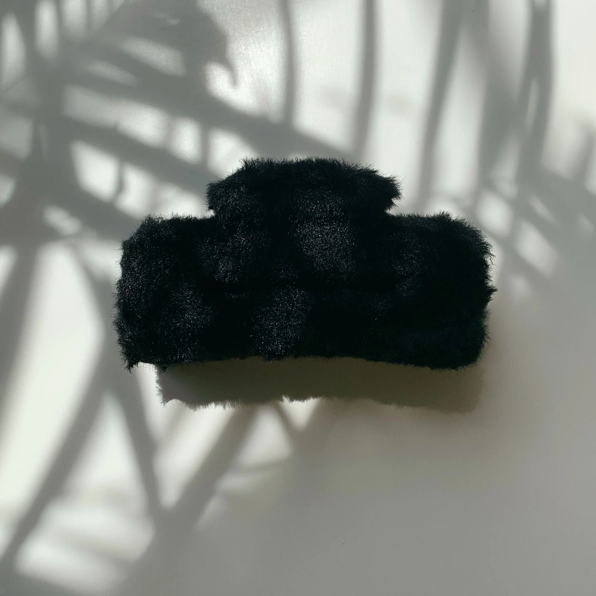 Velvet Claws Hair Clip | Rectangle Plush in Faux Fur Black - Image 5