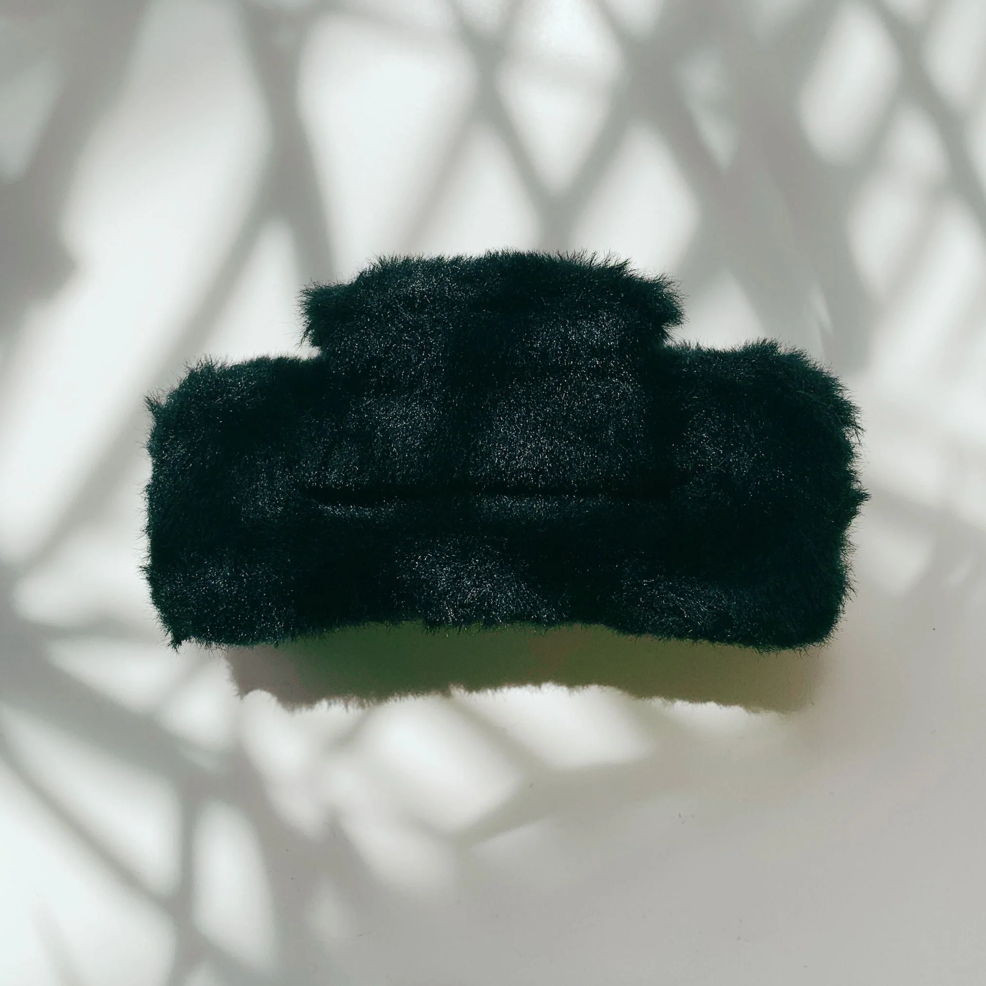 Velvet Claws Hair Clip | Rectangle Plush in Faux Fur Black - Image 7