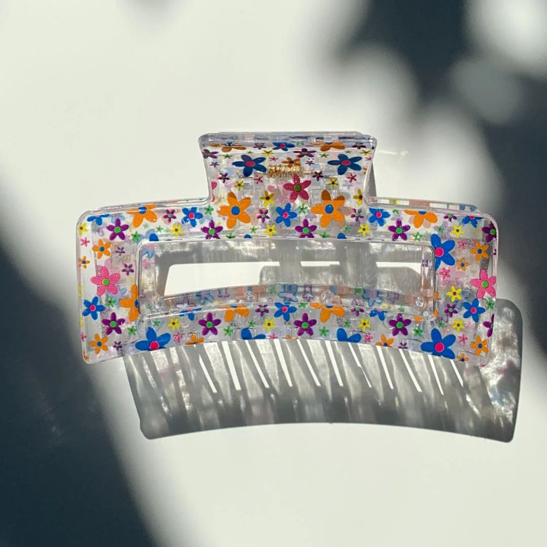 Velvet Claws Hair Clip | The Crystal in Hippie Flowers Hair Claw - Image 2