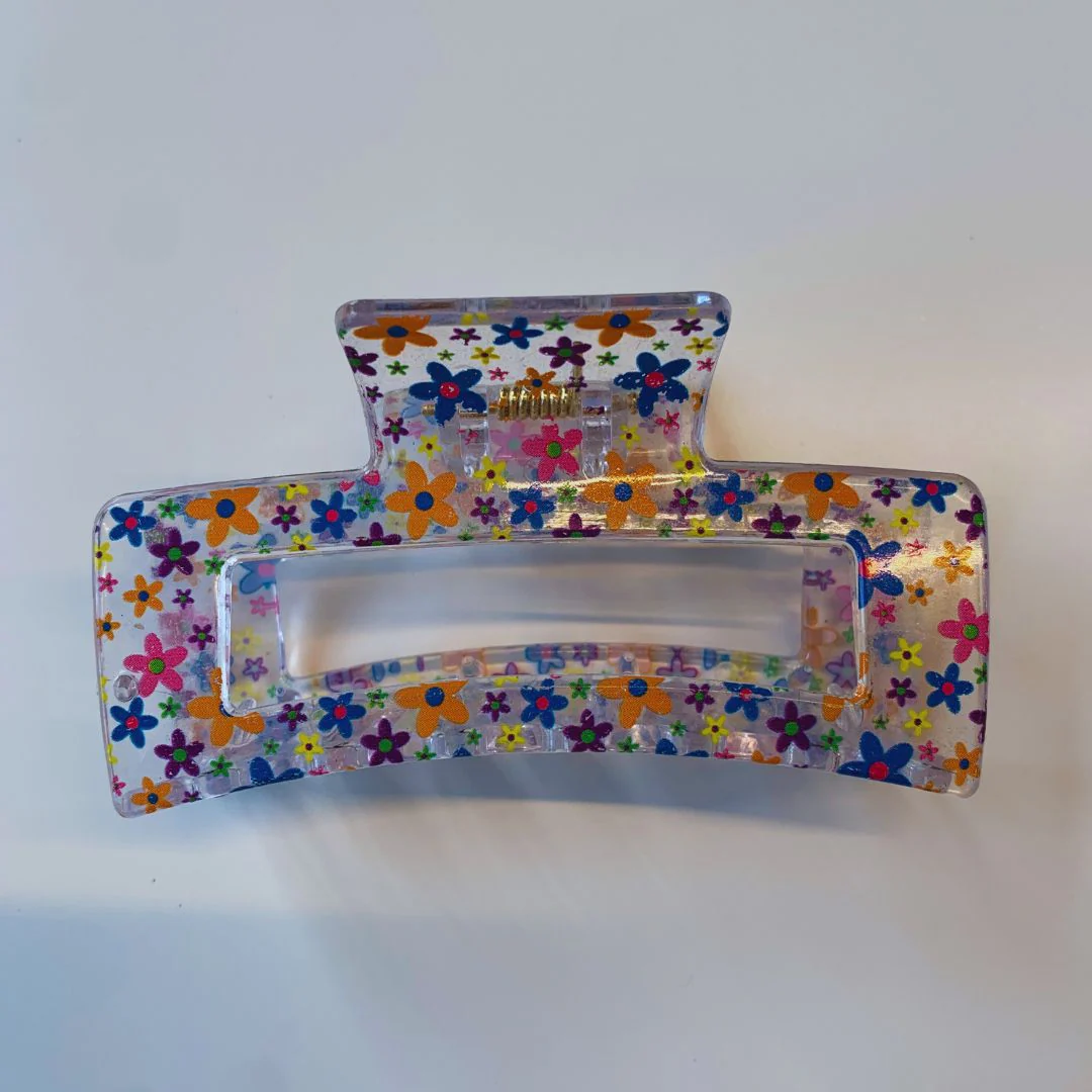Velvet Claws Hair Clip | The Crystal in Hippie Flowers Hair Claw - Image 5