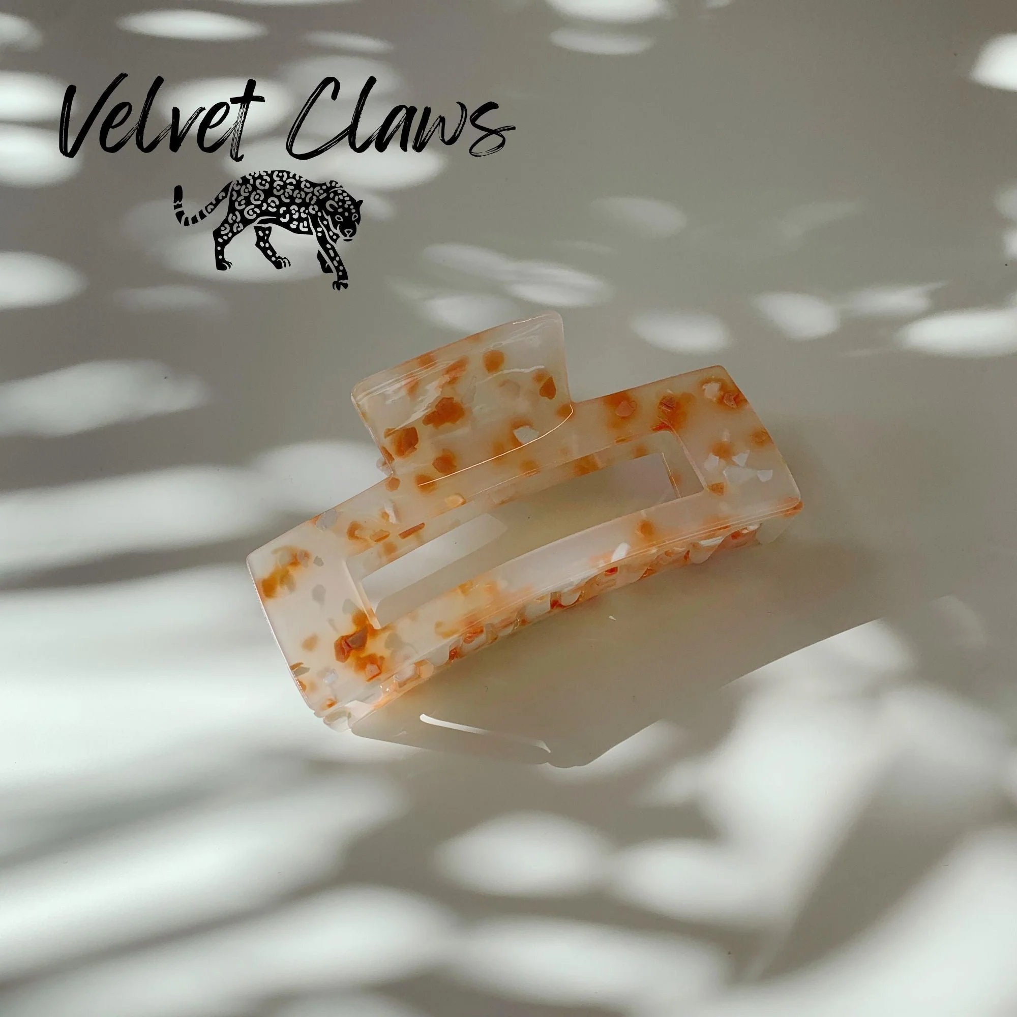 Velvet Claws Hair Clip | The Diana in Peach Confetti - Image 5