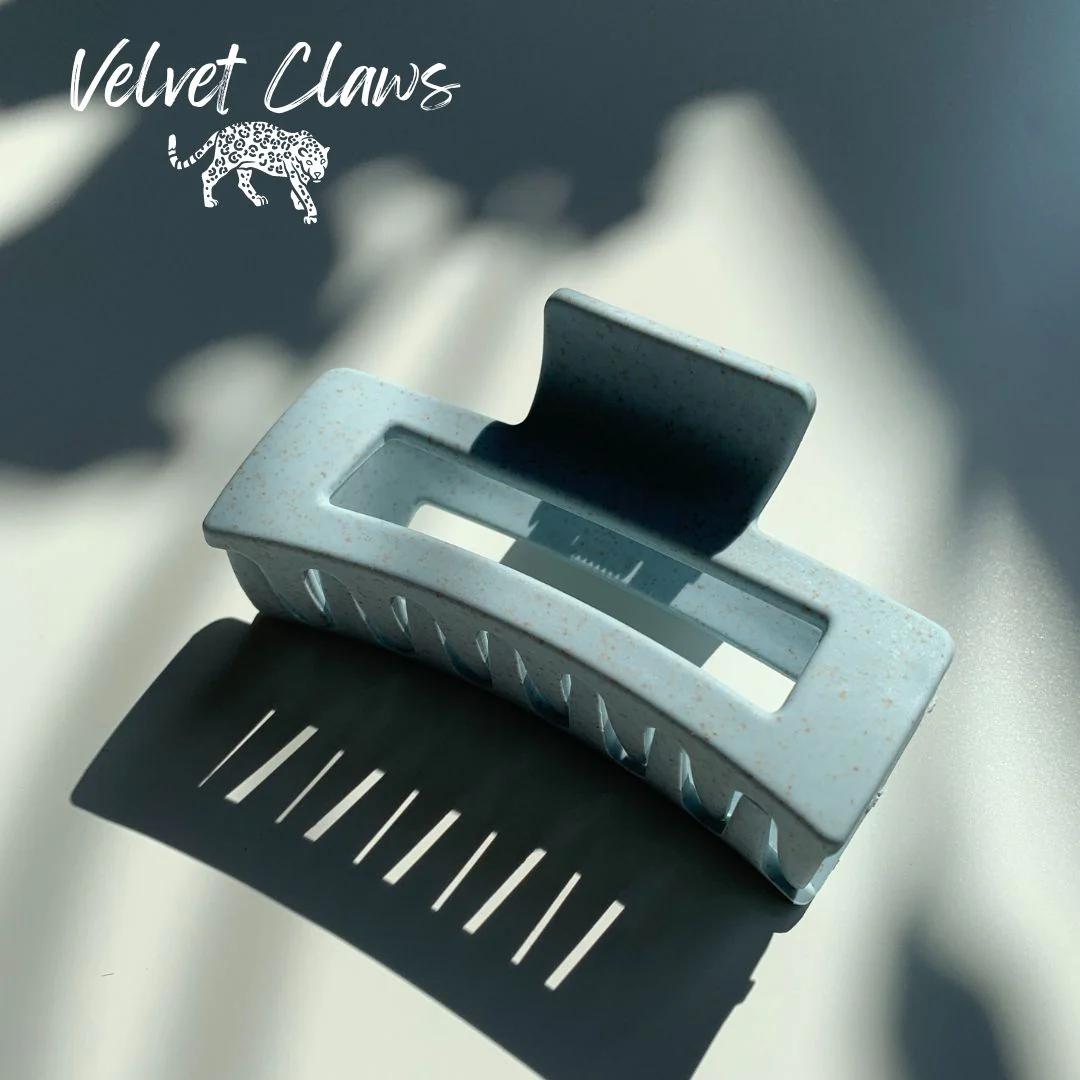 Velvet Claws Hair Clip | The Jada in Blue Speckle Hair Claw - Image 4