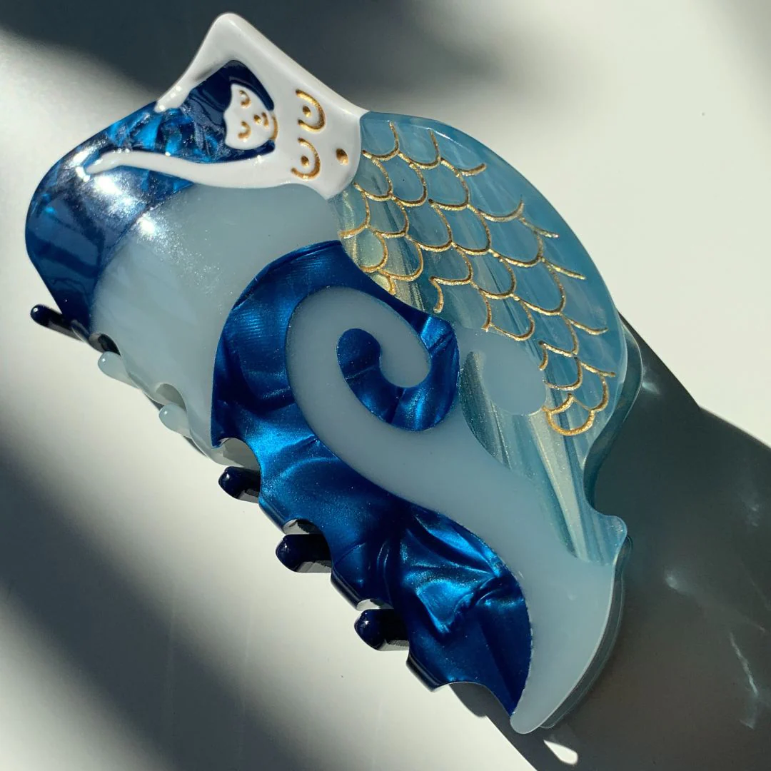 Velvet Claws Hair Clip | The Mermaid in Nudie Blue Hair Claw - Image 3