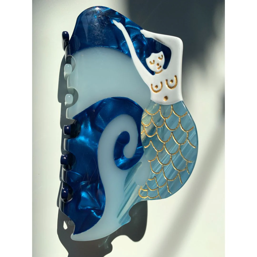 Velvet Claws Hair Clip | The Mermaid in Nudie Blue Hair Claw - Image 6
