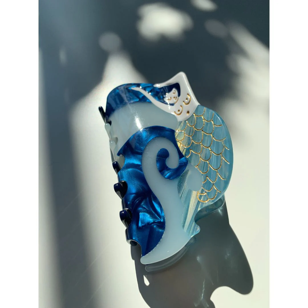 Velvet Claws Hair Clip | The Mermaid in Nudie Blue Hair Claw - Image 7