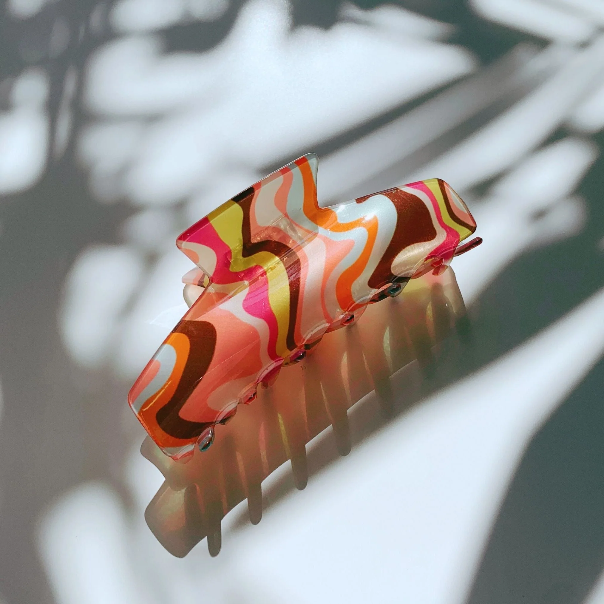 Velvet Claws Hair Clip | The Psychedelic in Wavy Tangerine Hair Claw - Image 3