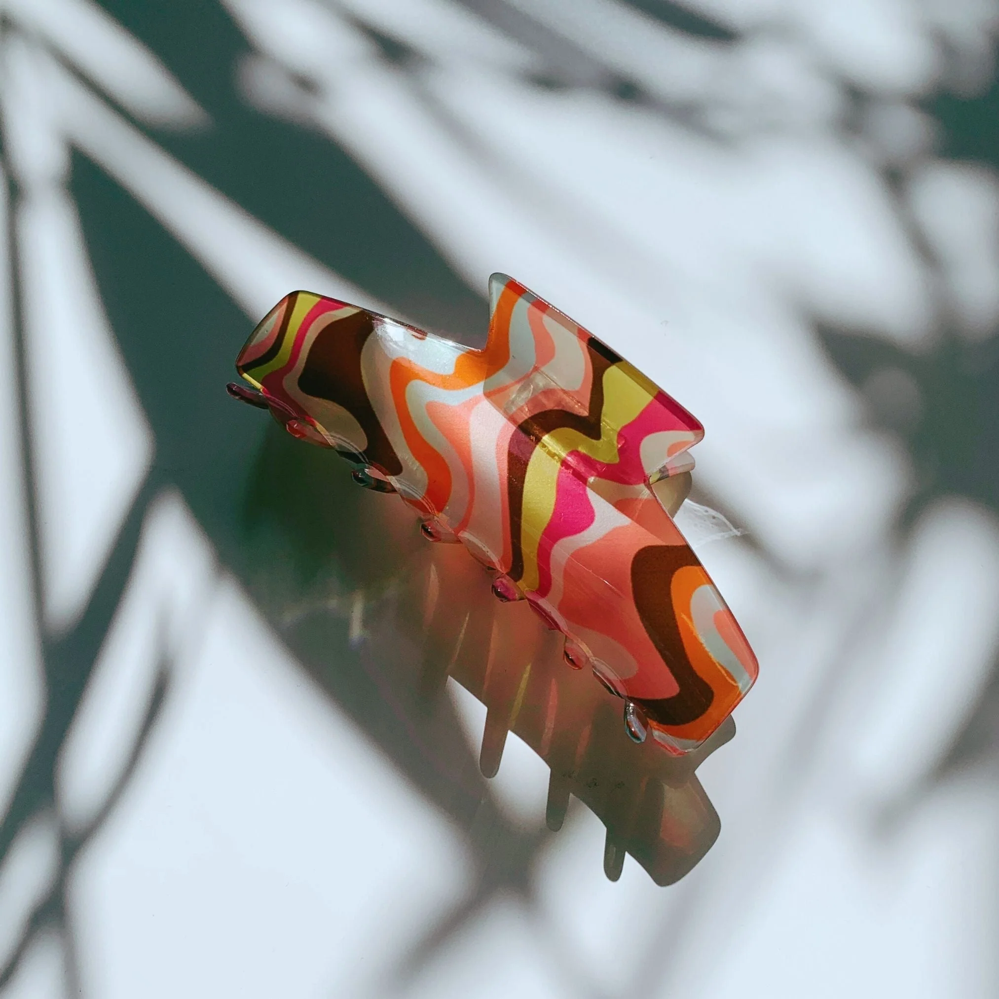 Velvet Claws Hair Clip | The Psychedelic in Wavy Tangerine Hair Claw - Image 6