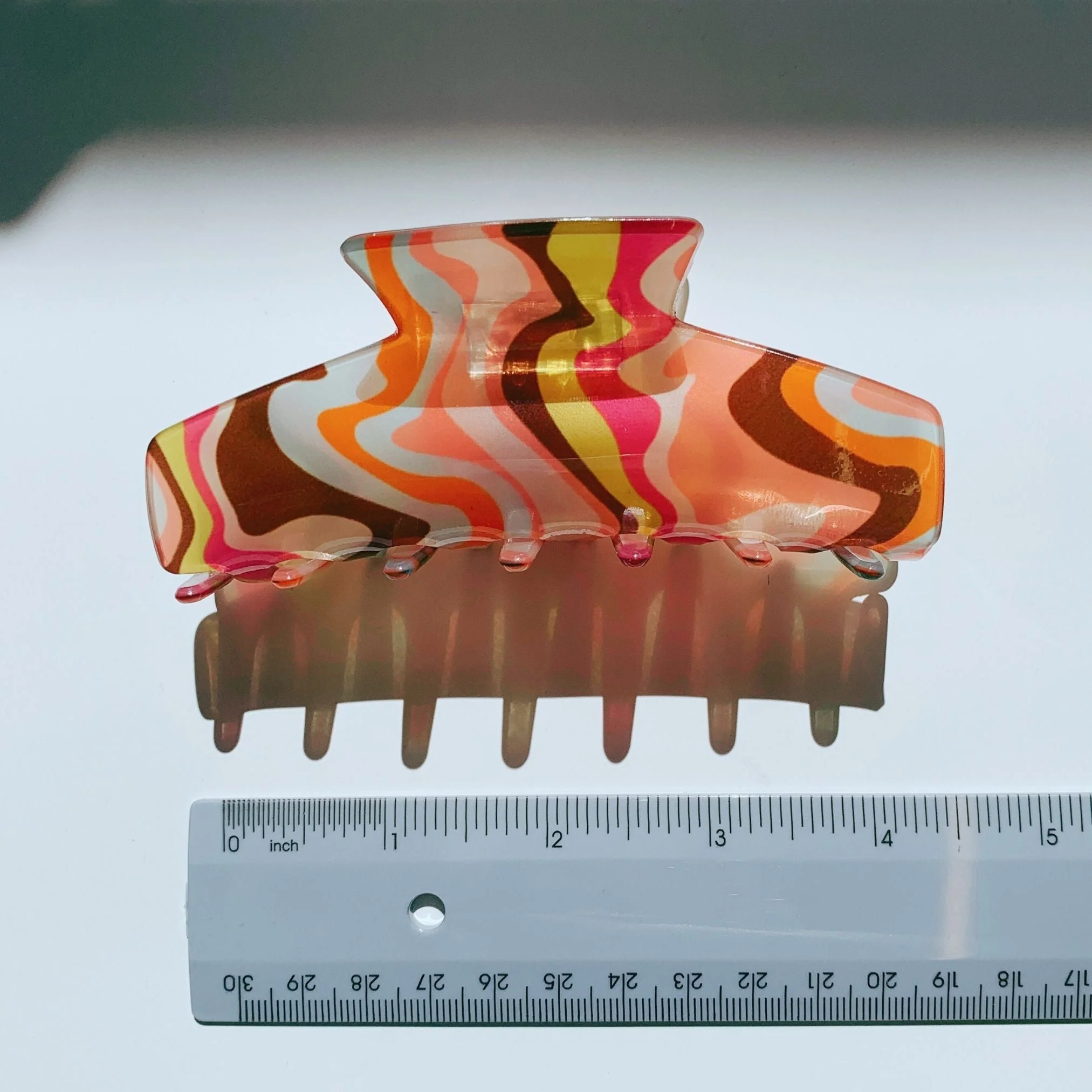 Velvet Claws Hair Clip | The Psychedelic in Wavy Tangerine Hair Claw - Image 8