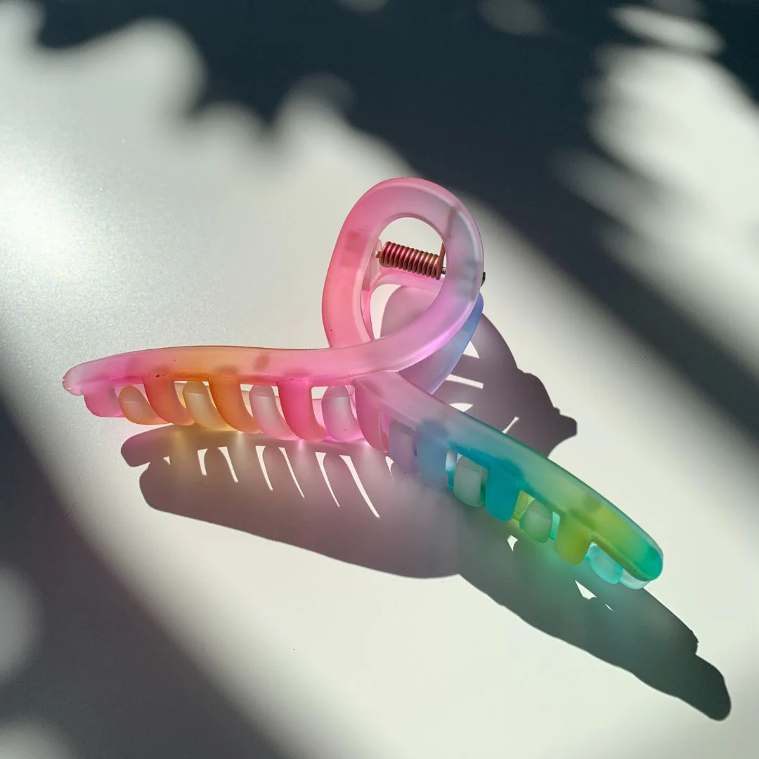 Velvet Claws Hair Clip | The Rainbow in Cursive Hair Claw - Image 2