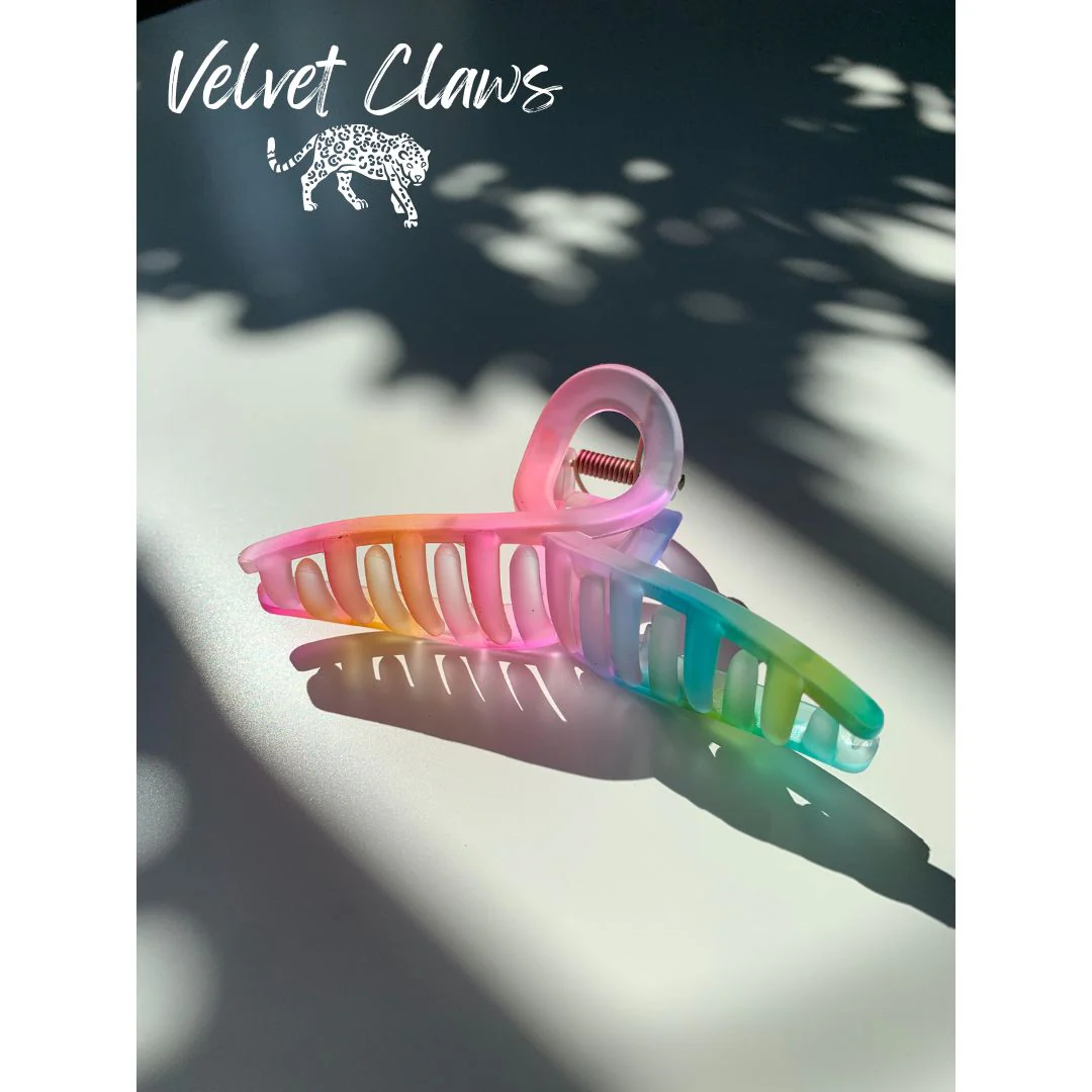 Velvet Claws Hair Clip | The Rainbow in Cursive Hair Claw - Image 3