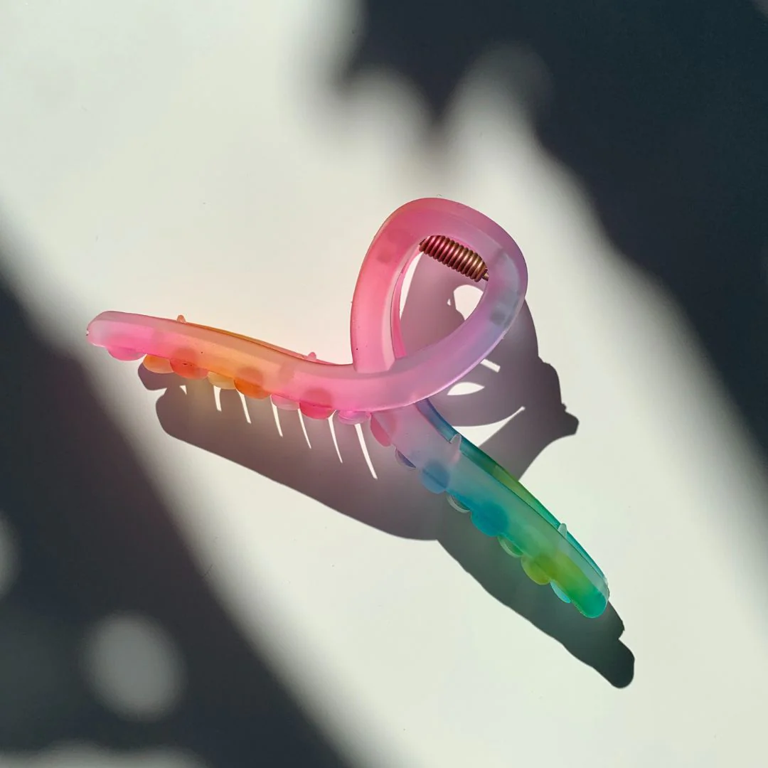 Velvet Claws Hair Clip | The Rainbow in Cursive Hair Claw - Image 4
